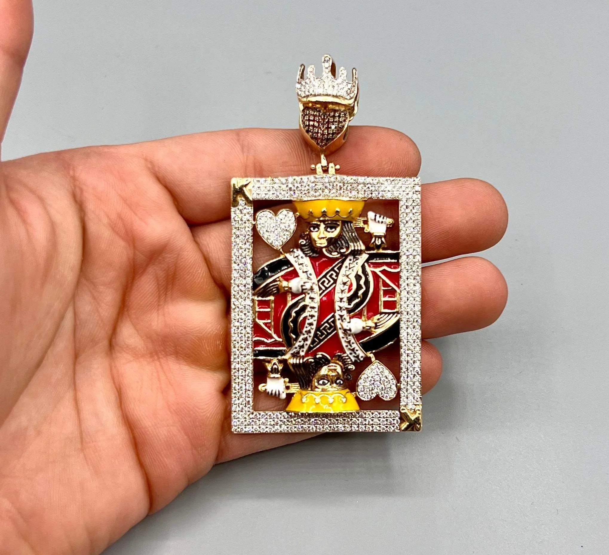 10k Custom Jumbo King of Hearts Pendant