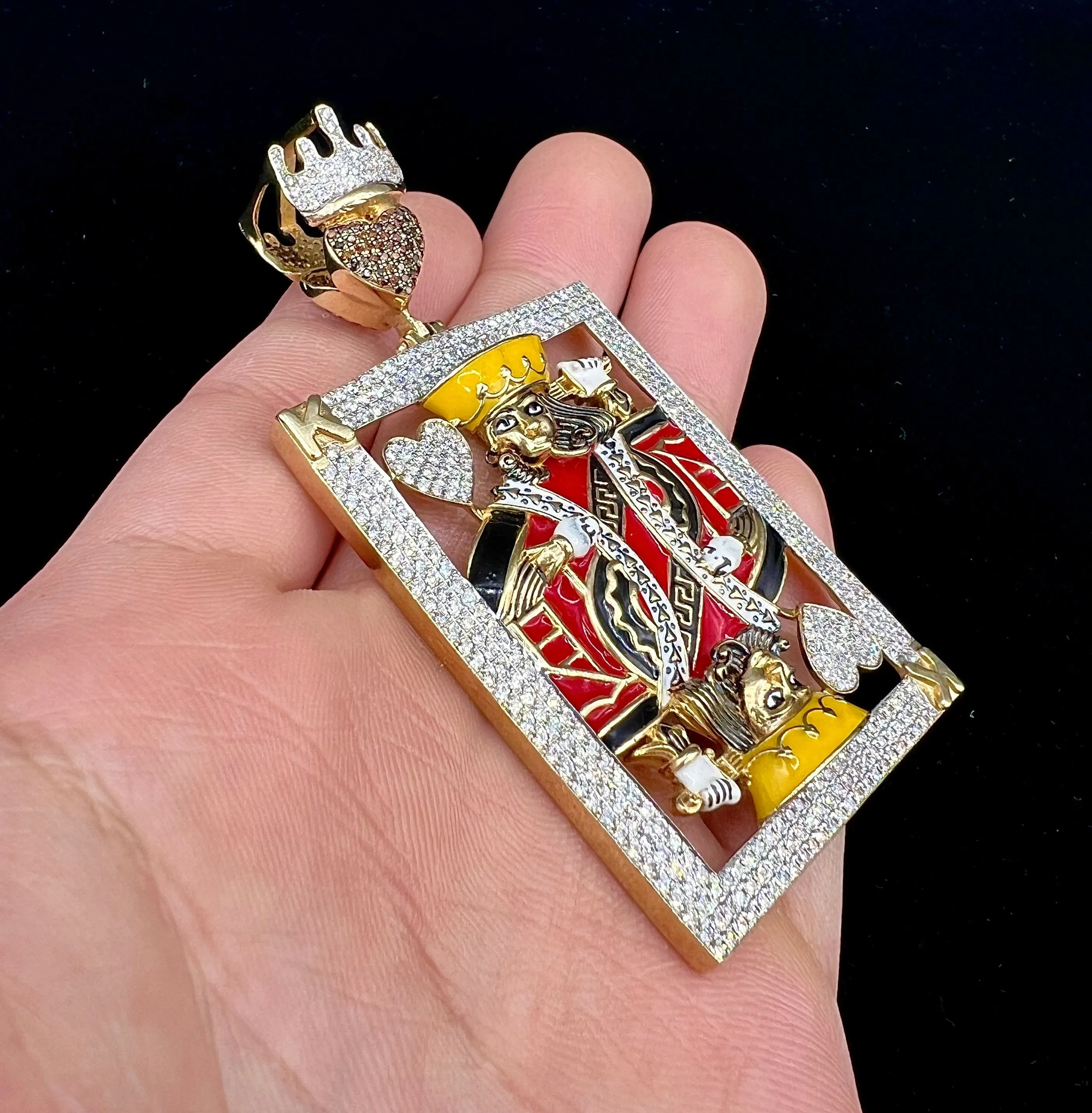 10k Custom Jumbo King of Hearts Pendant