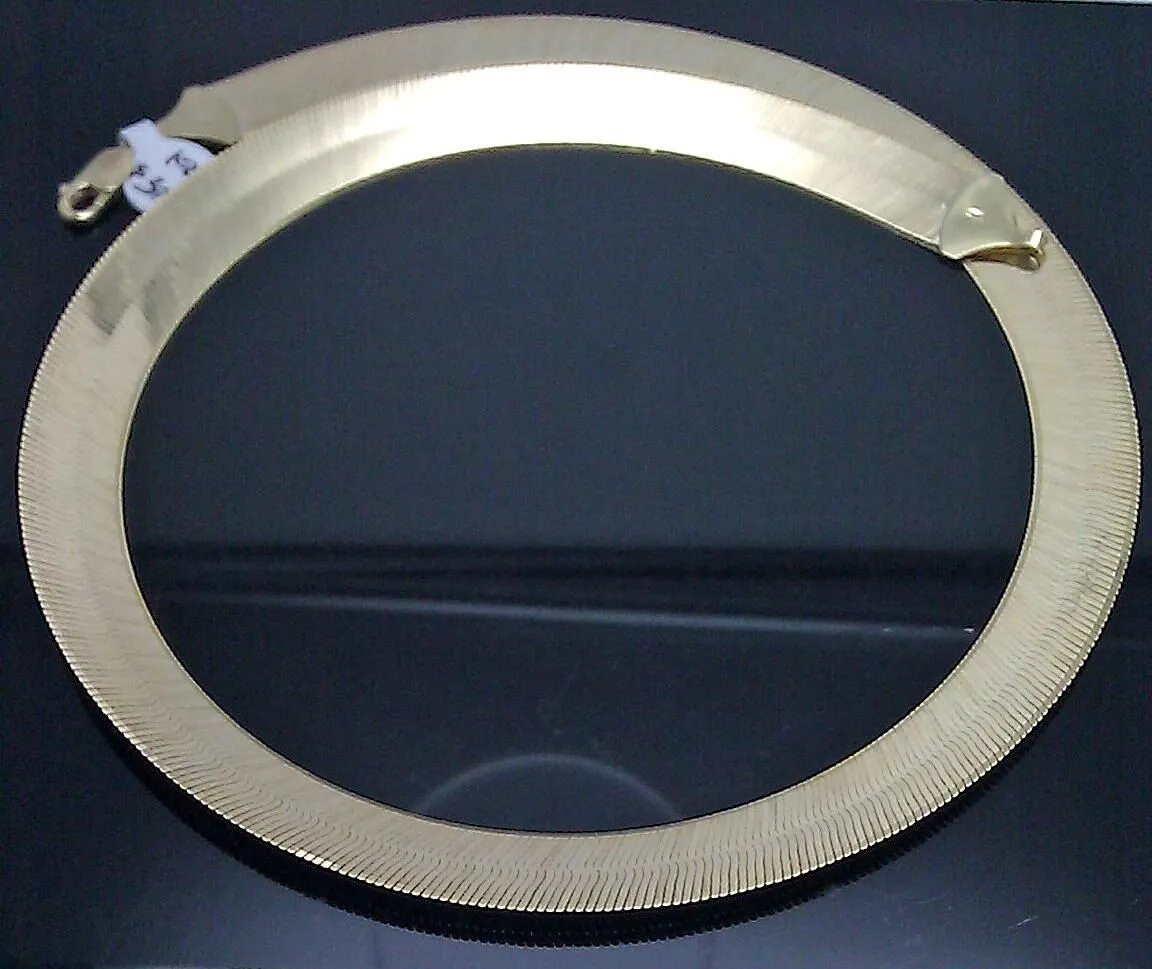 10K Yellow Gold Herringbone 15mm  18 inch Men Ladies THICK Gold Chain REAL 10KT