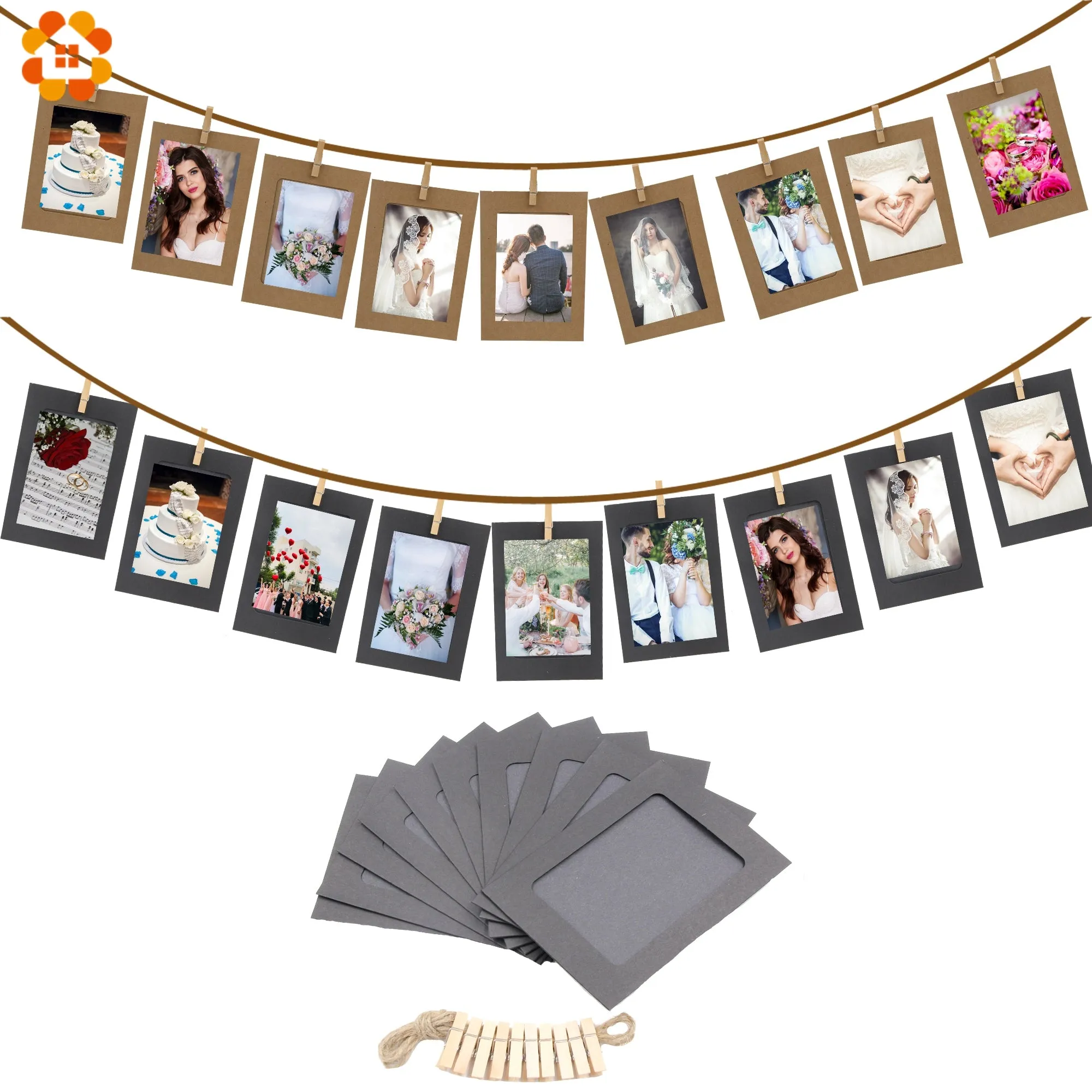 10PCS/set DIY Photo Frame Wooden Clip Paper Picture Holder For Wedding  Baby Shower Birthday Party Photo Booth Props Decoration