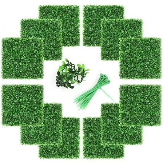 12 Pieces Artificial Peanut Leaf Hedges Panels - Color: Green