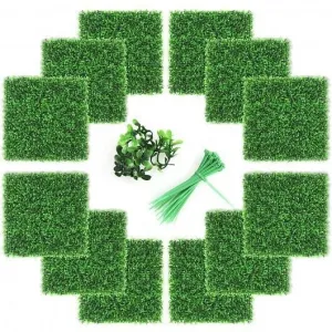 12 Pieces Artificial Peanut Leaf Hedges Panels - Color: Green