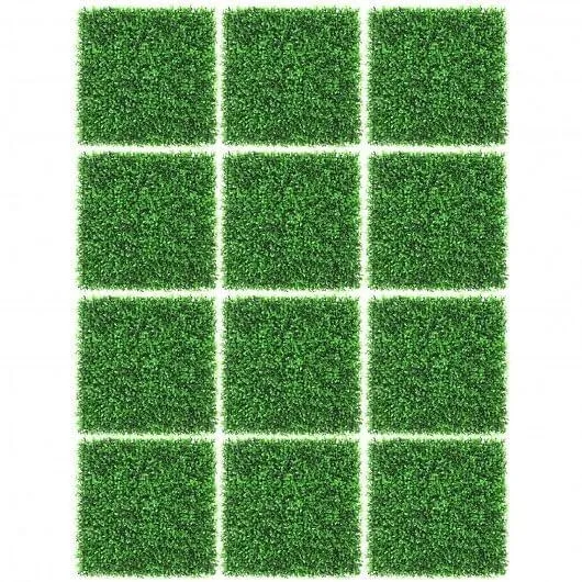 12 Pieces Artificial Peanut Leaf Hedges Panels - Color: Green