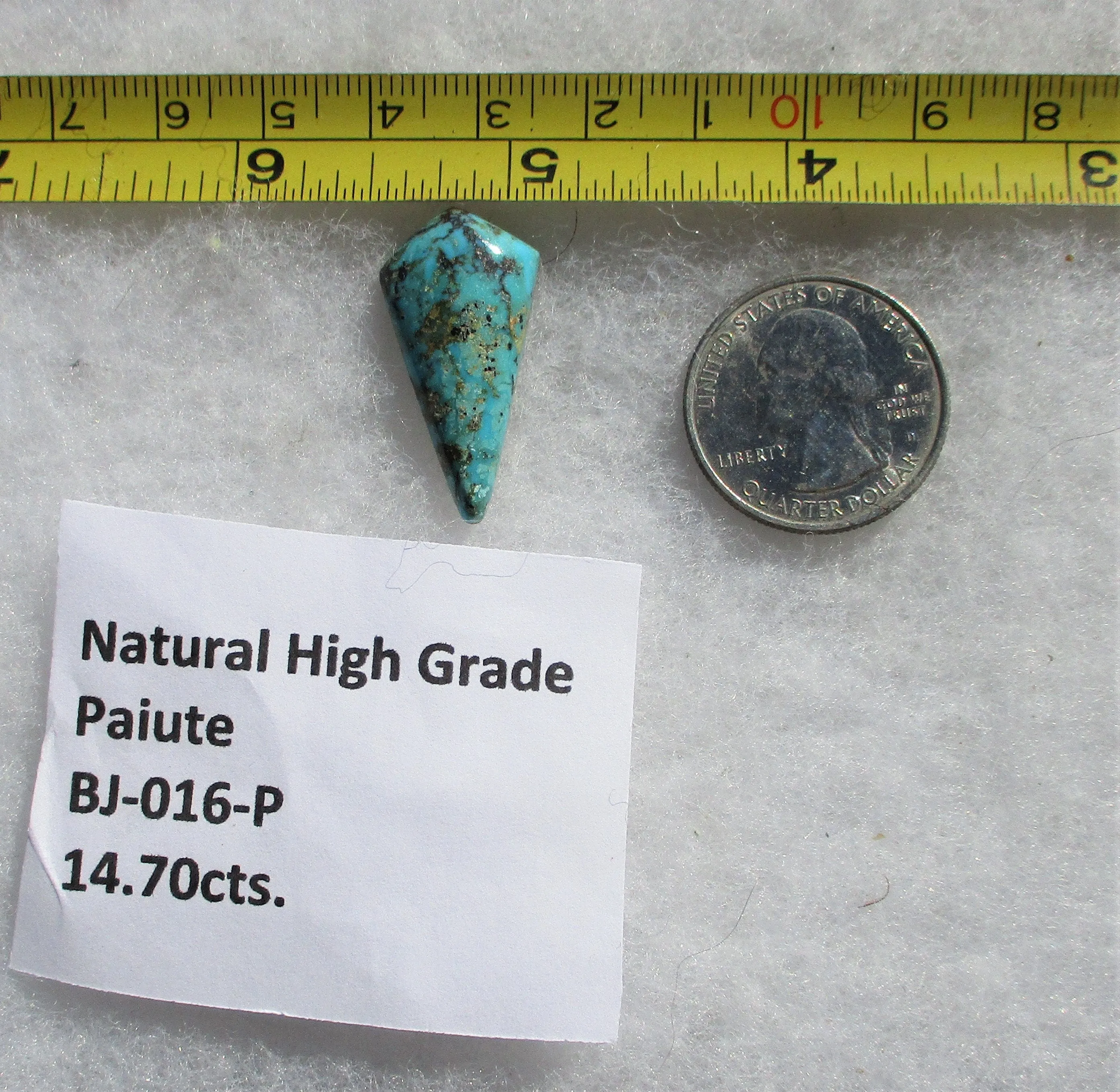 14.7 ct. (29.5x15x6 mm) Natural High Grade Paiute Turquoise Cabochon, Gemstone BJ 016 P