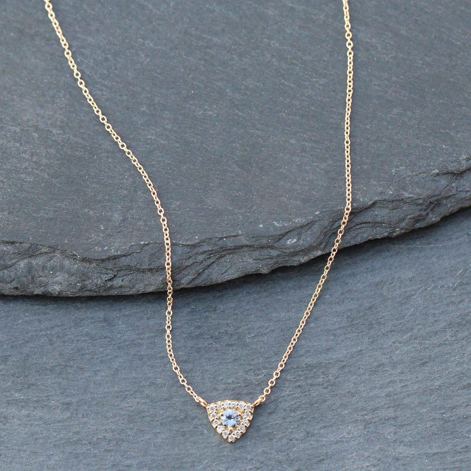14k Gold Diamond Spinel Station Necklace