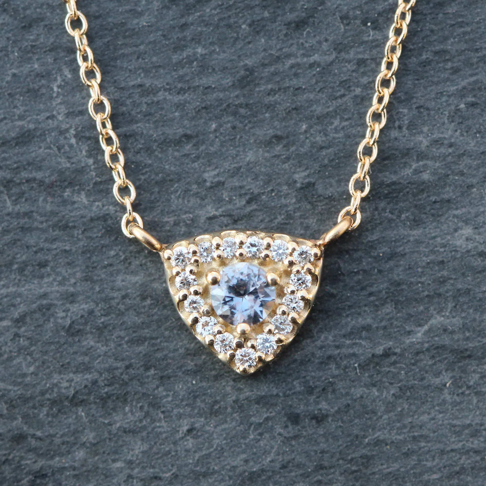 14k Gold Diamond Spinel Station Necklace