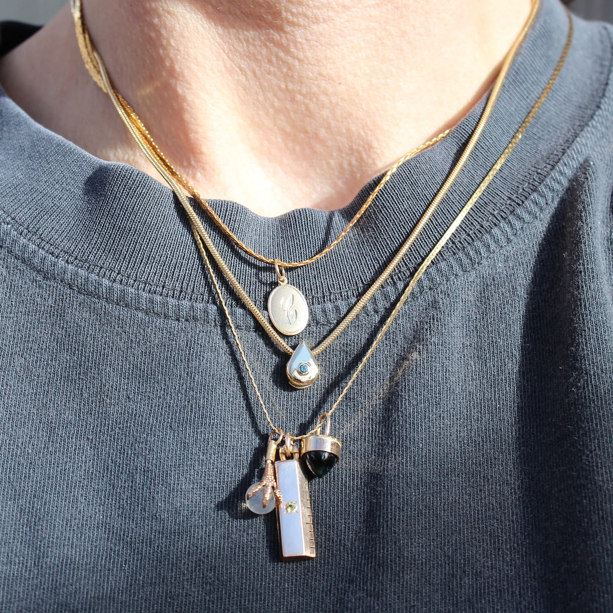 14k Gold   Topaz Snake Chain Link Necklace