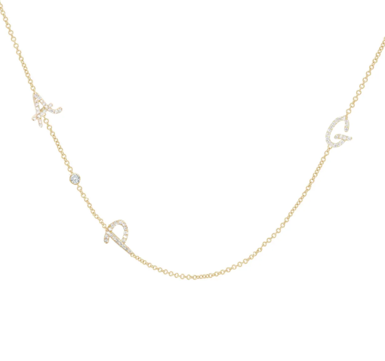 14K Tiny Treasure Multi Initial Diamond Necklace