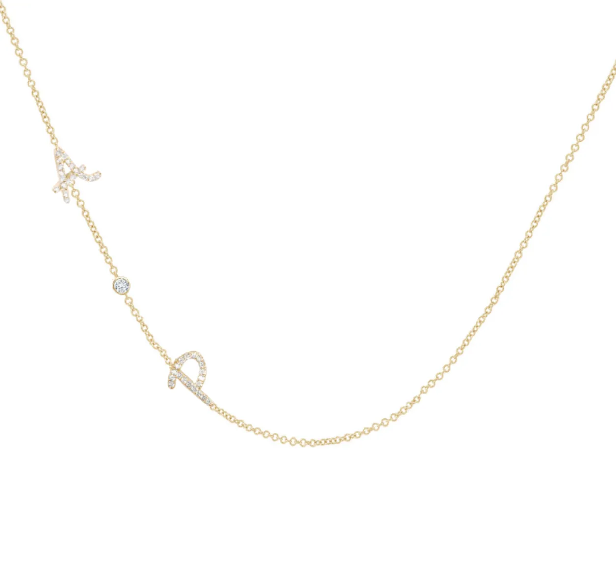 14K Tiny Treasure Multi Initial Diamond Necklace