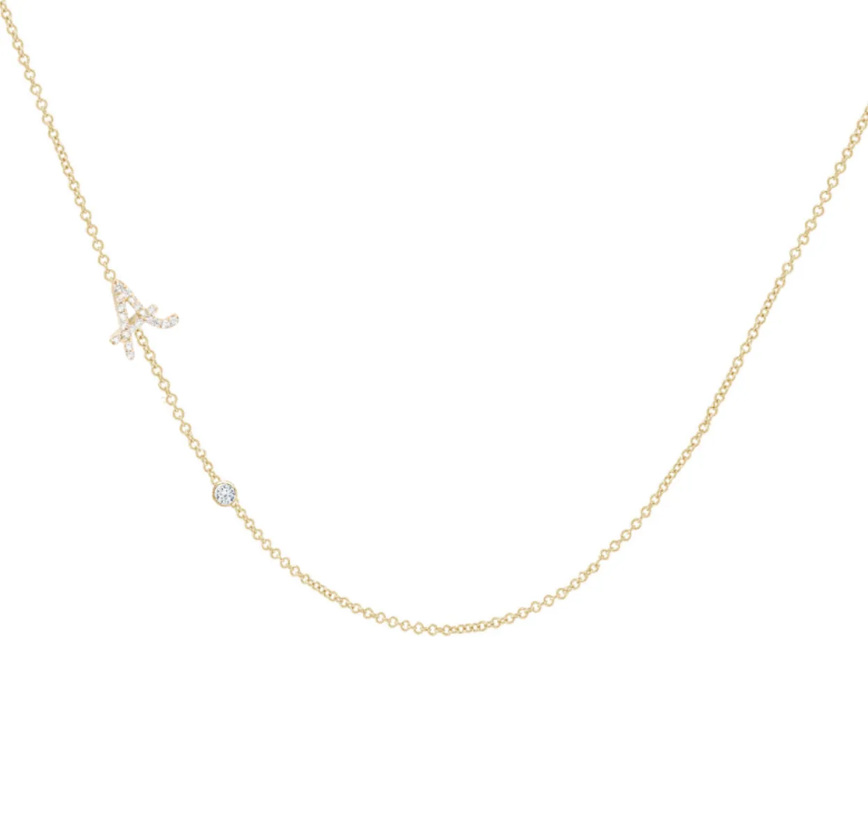 14K Tiny Treasure Multi Initial Diamond Necklace