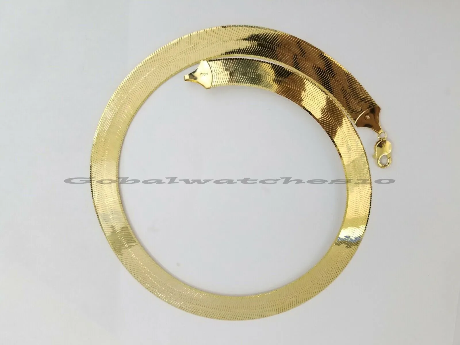 15mm 10k Yellow Gold Herring Bone Chain Necklace Lobster lock Men Women REAL 24"