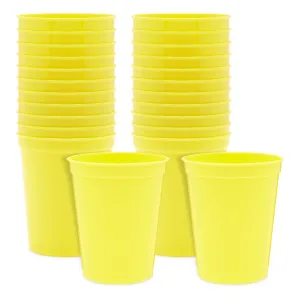 16oz Yellow Plastic Stadium Cups For Birthday rty Baby Shower (24