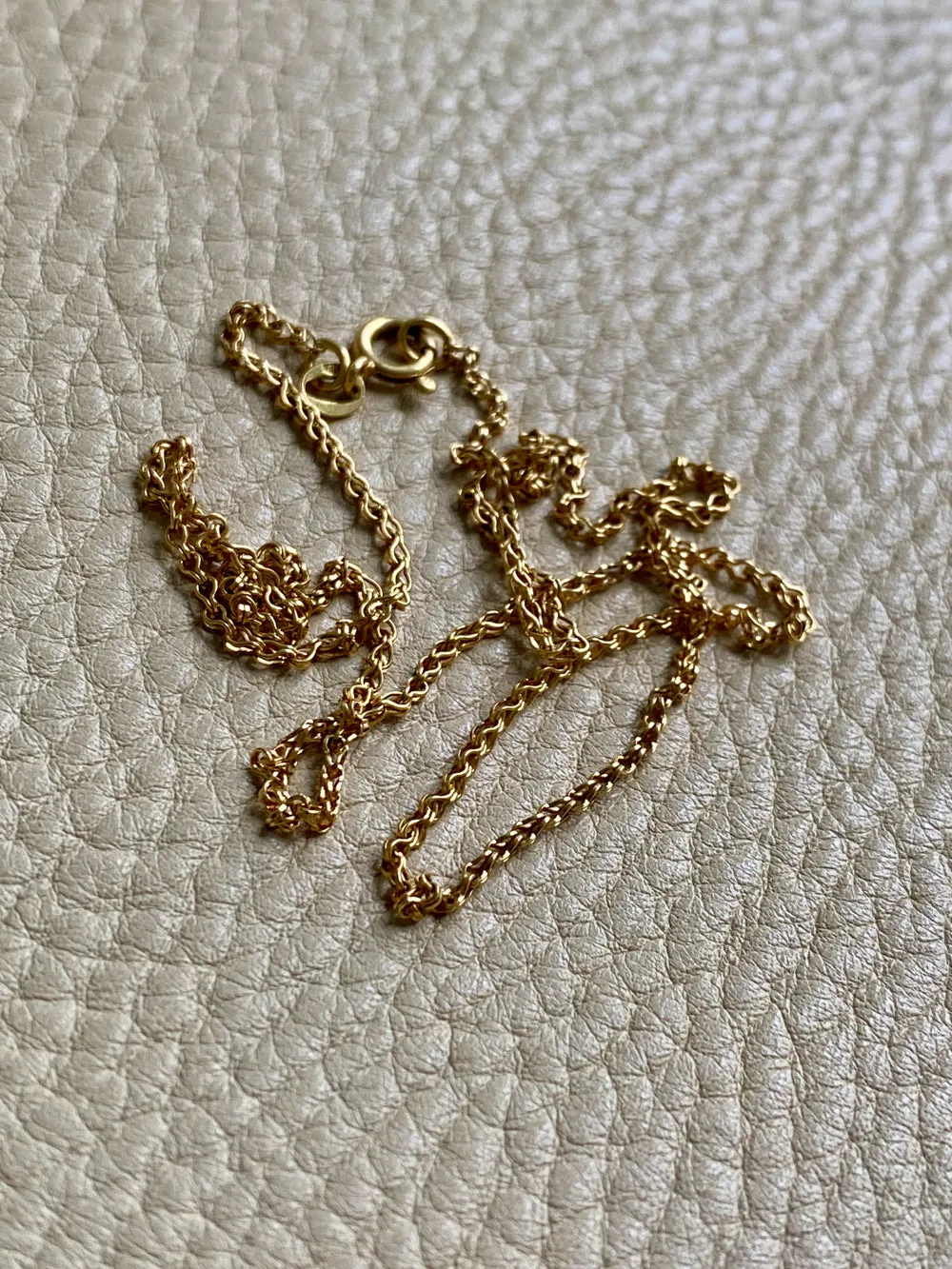 18k Gold Vintage Foxtail Link Necklace - 18.1 inch length