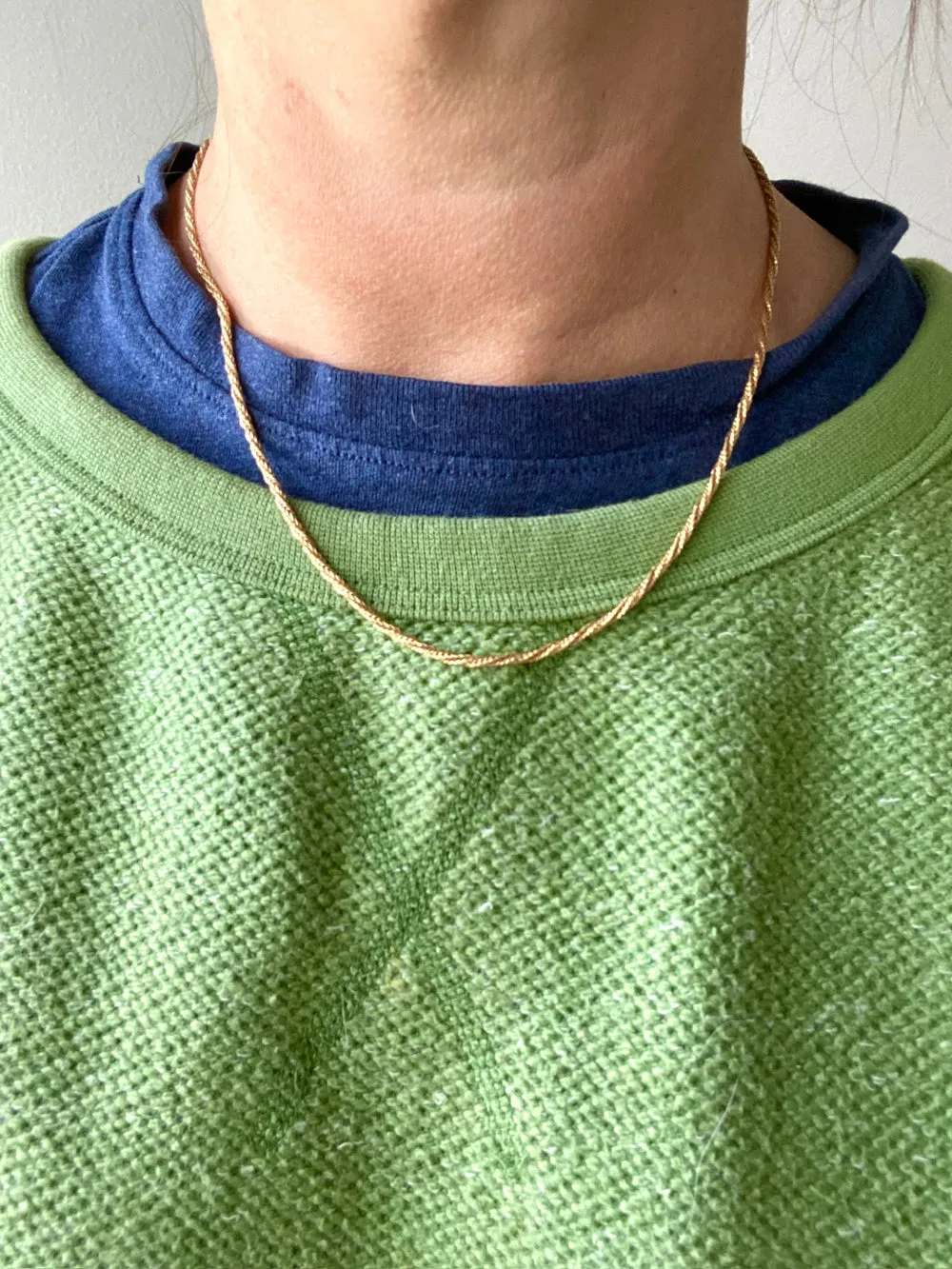 18k Gold Vintage Foxtail(!) Spiral Link chain necklace - 18.5 inch length