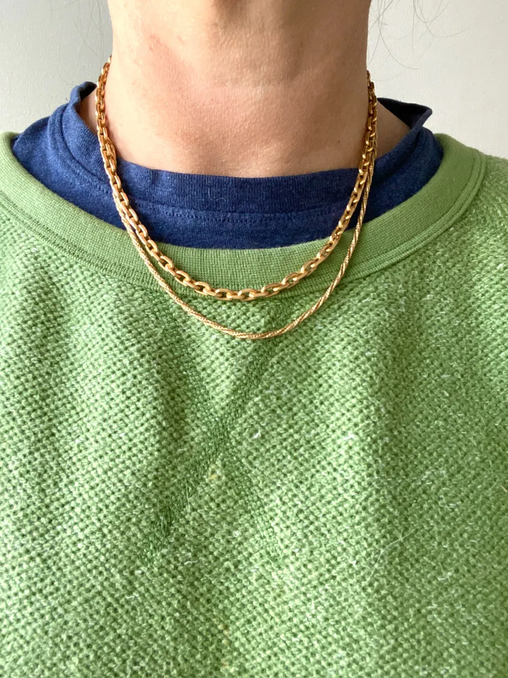 18k Gold Vintage Foxtail(!) Spiral Link chain necklace - 18.5 inch length
