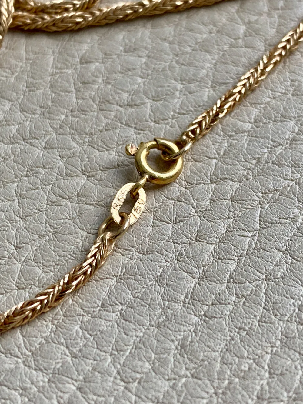 18k Gold Vintage Foxtail(!) Spiral Link chain necklace - 18.5 inch length