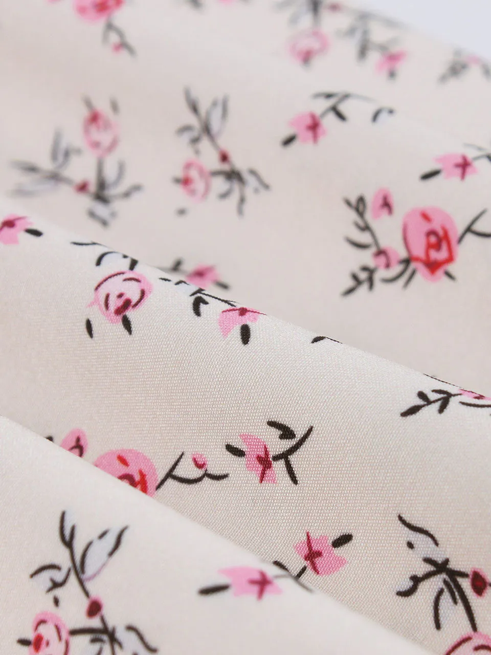 1950S Floral Print Spaghetti Strap Vintage Swing Dress