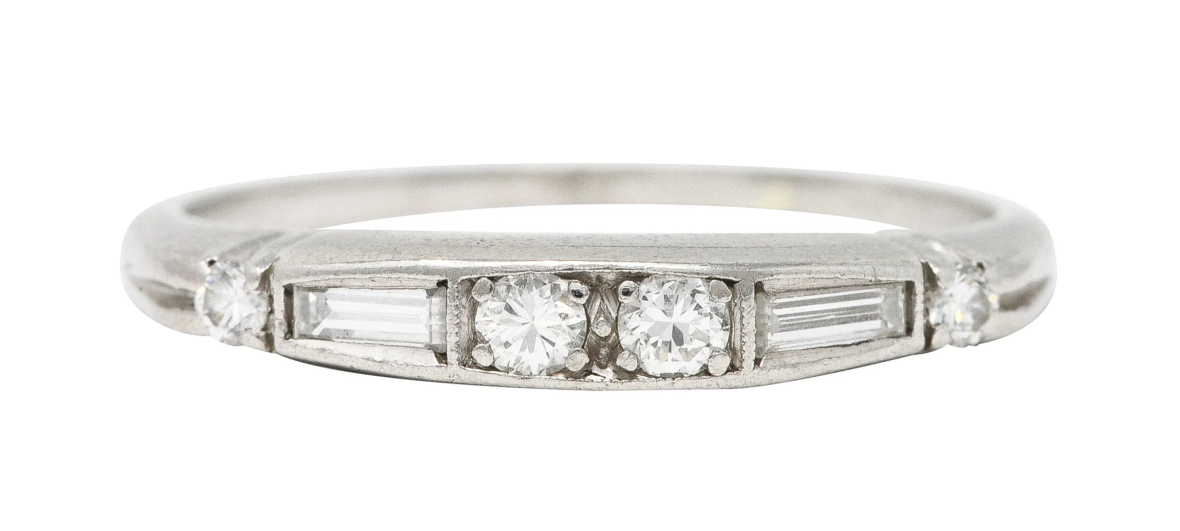 1950's Mid-Century 0.30 CTW Diamond Platinum Wedding Band Vintage Ring