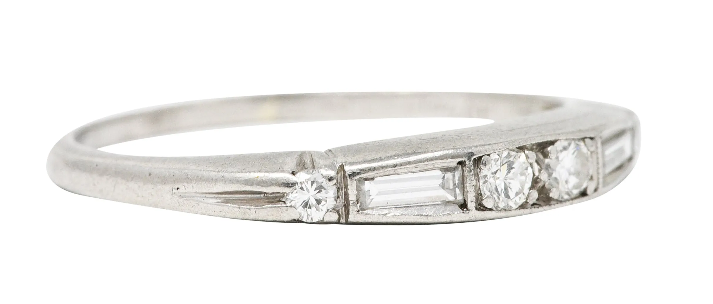 1950's Mid-Century 0.30 CTW Diamond Platinum Wedding Band Vintage Ring