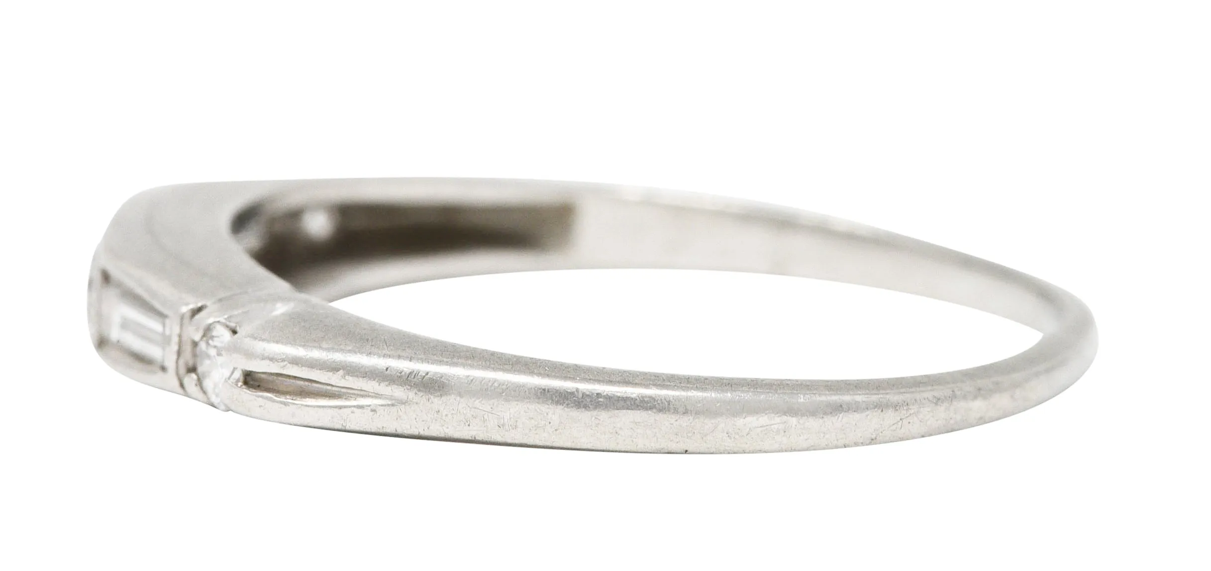 1950's Mid-Century 0.30 CTW Diamond Platinum Wedding Band Vintage Ring