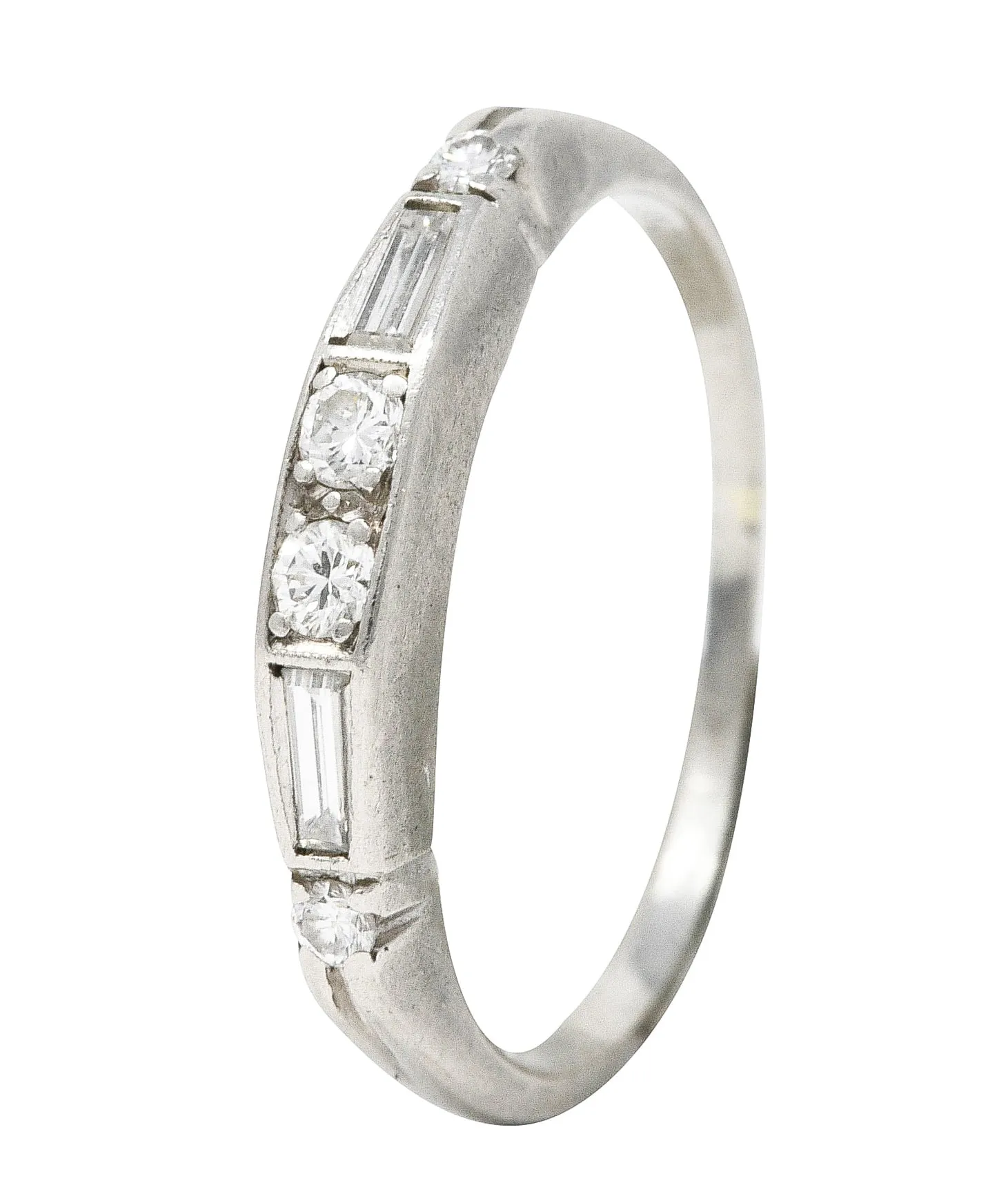 1950's Mid-Century 0.30 CTW Diamond Platinum Wedding Band Vintage Ring