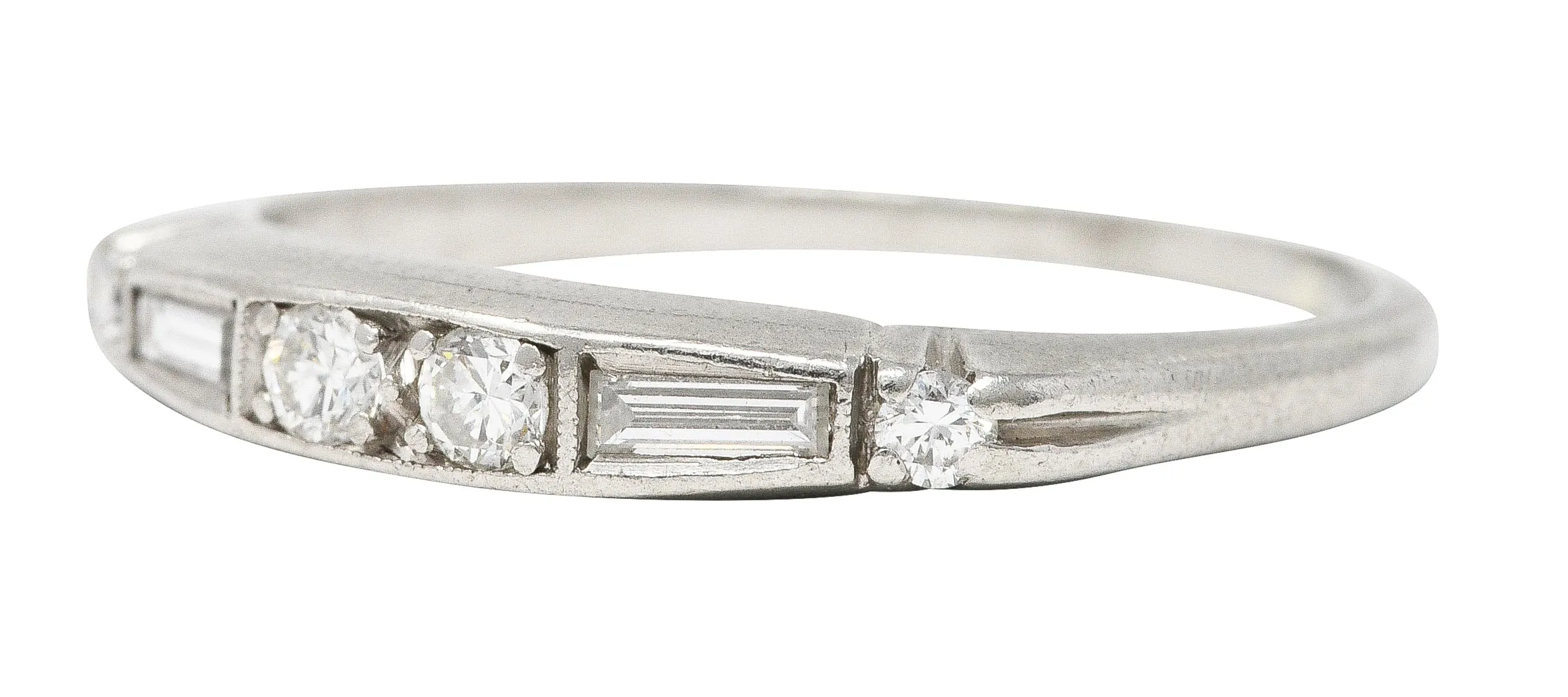 1950's Mid-Century 0.30 CTW Diamond Platinum Wedding Band Vintage Ring