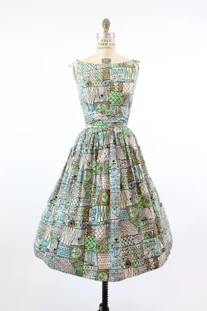 1950s WEDDING SCENE novelty print dress xs | new spring summer