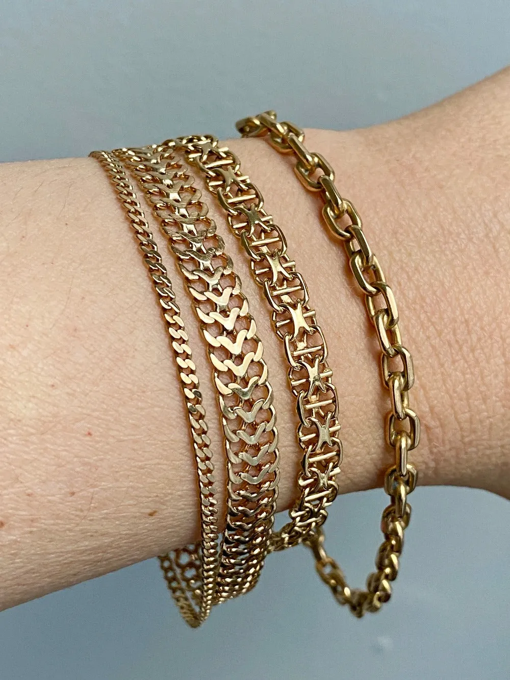 1956 Swedish vintage Herringbone bracelet in 18k gold - 7.8 inch length
