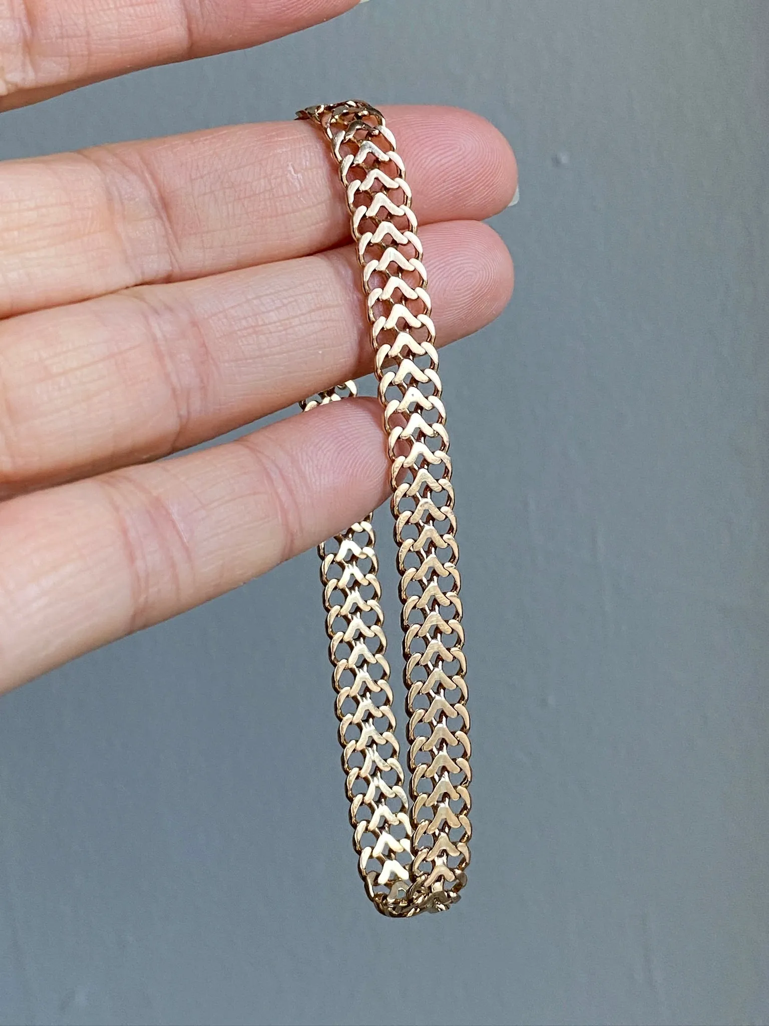 1956 Swedish vintage Herringbone bracelet in 18k gold - 7.8 inch length