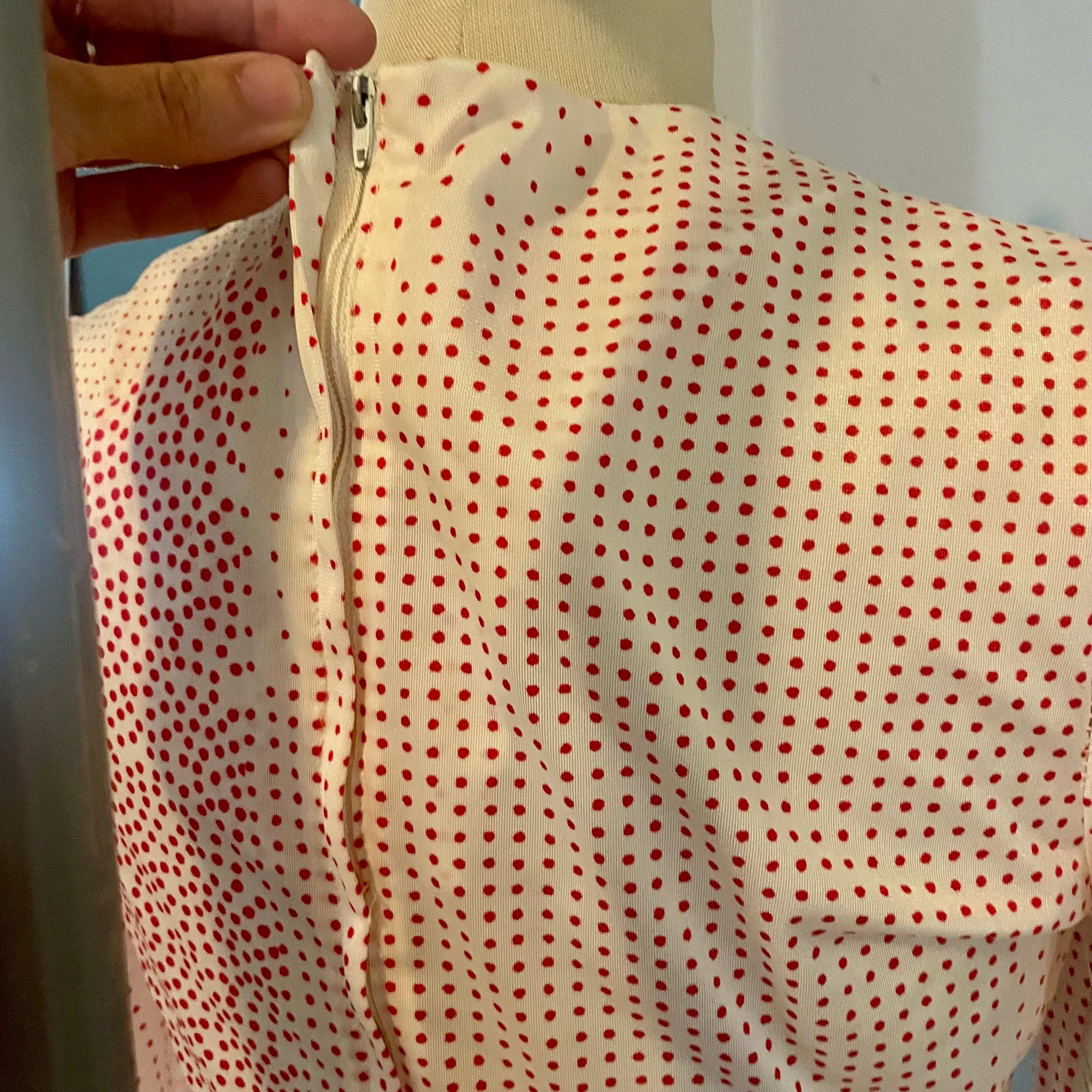 1960s-70s Classified polka dot mini dress // size x-small (HT2449)