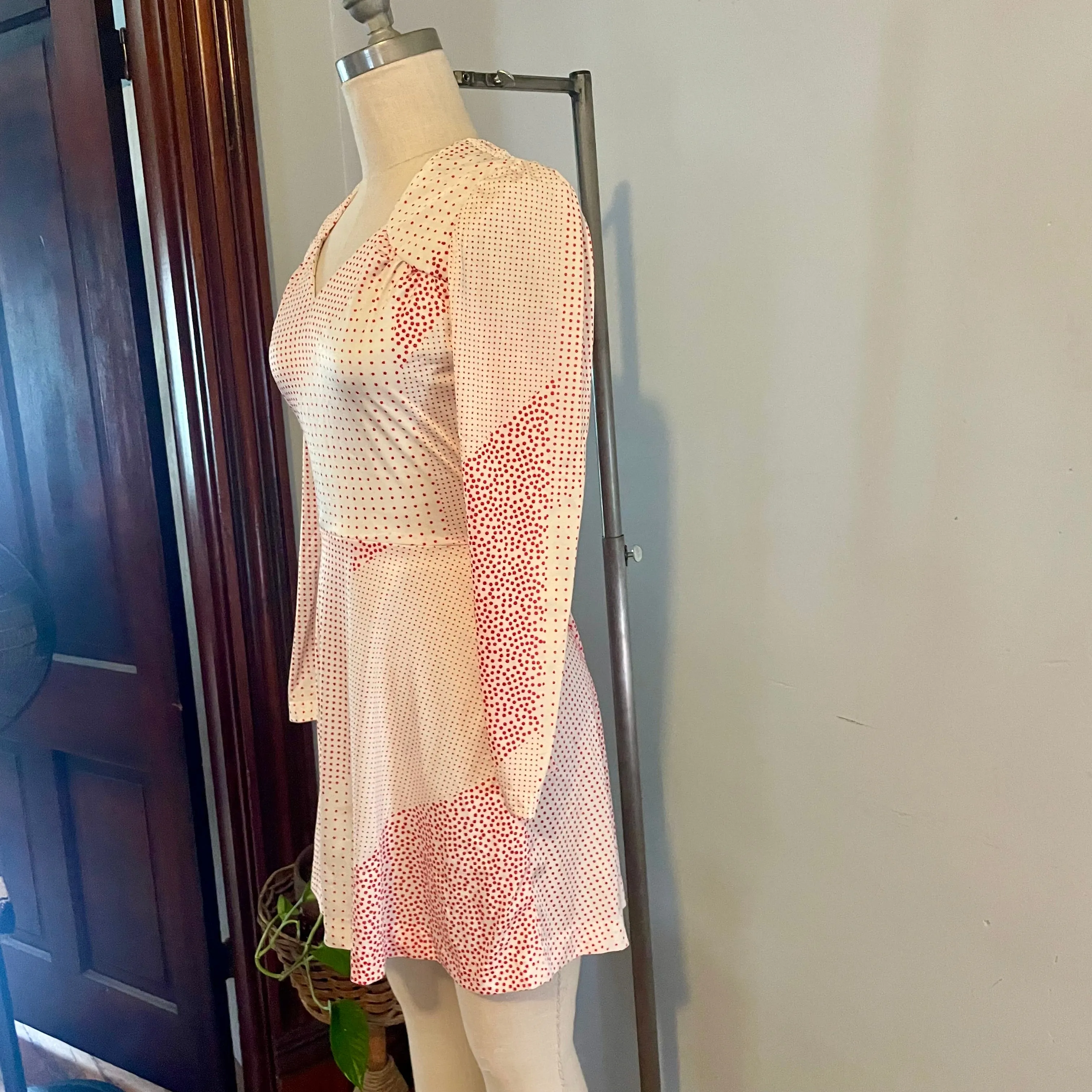 1960s-70s Classified polka dot mini dress // size x-small (HT2449)