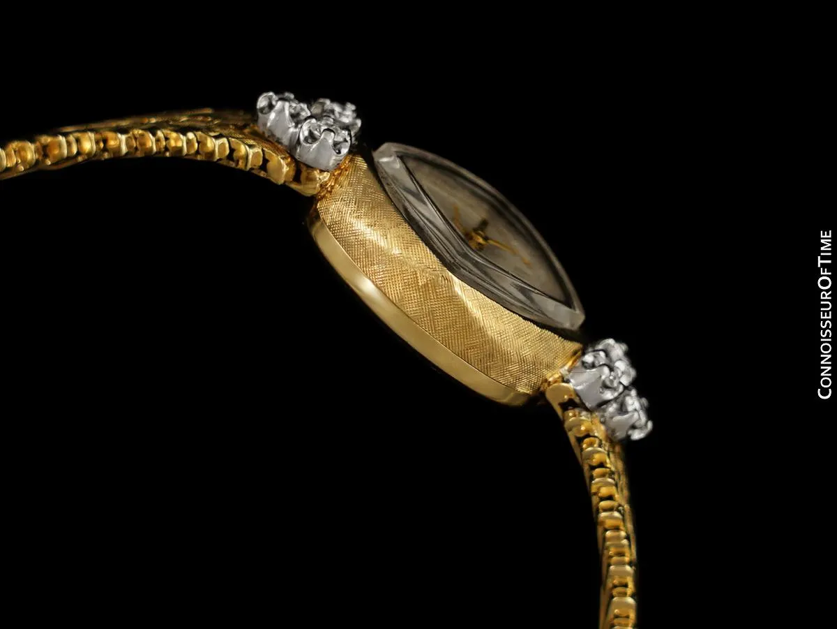 1960's Jaeger-LeCoultre Vintage Ladies 14K Gold & Diamond Watch - Boxes & Papers