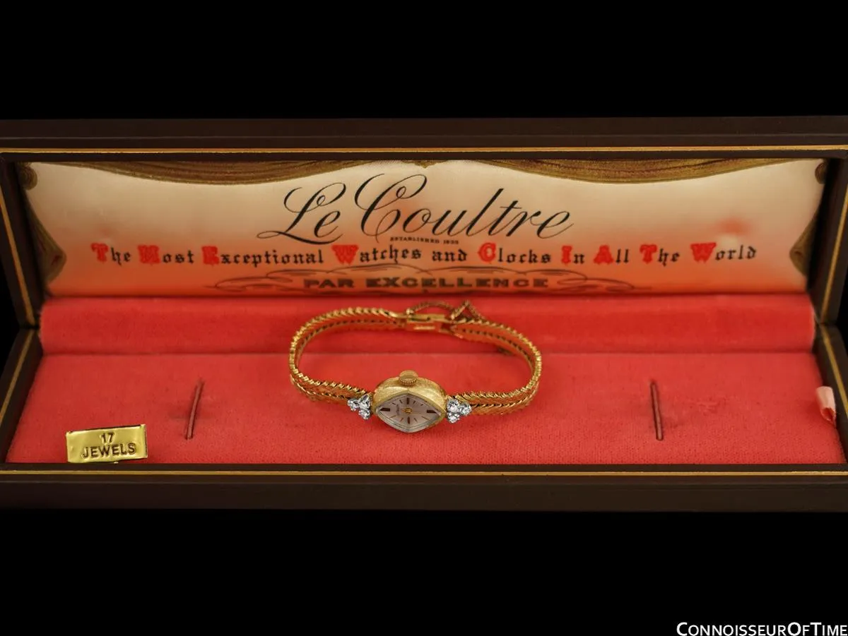 1960's Jaeger-LeCoultre Vintage Ladies 14K Gold & Diamond Watch - Boxes & Papers