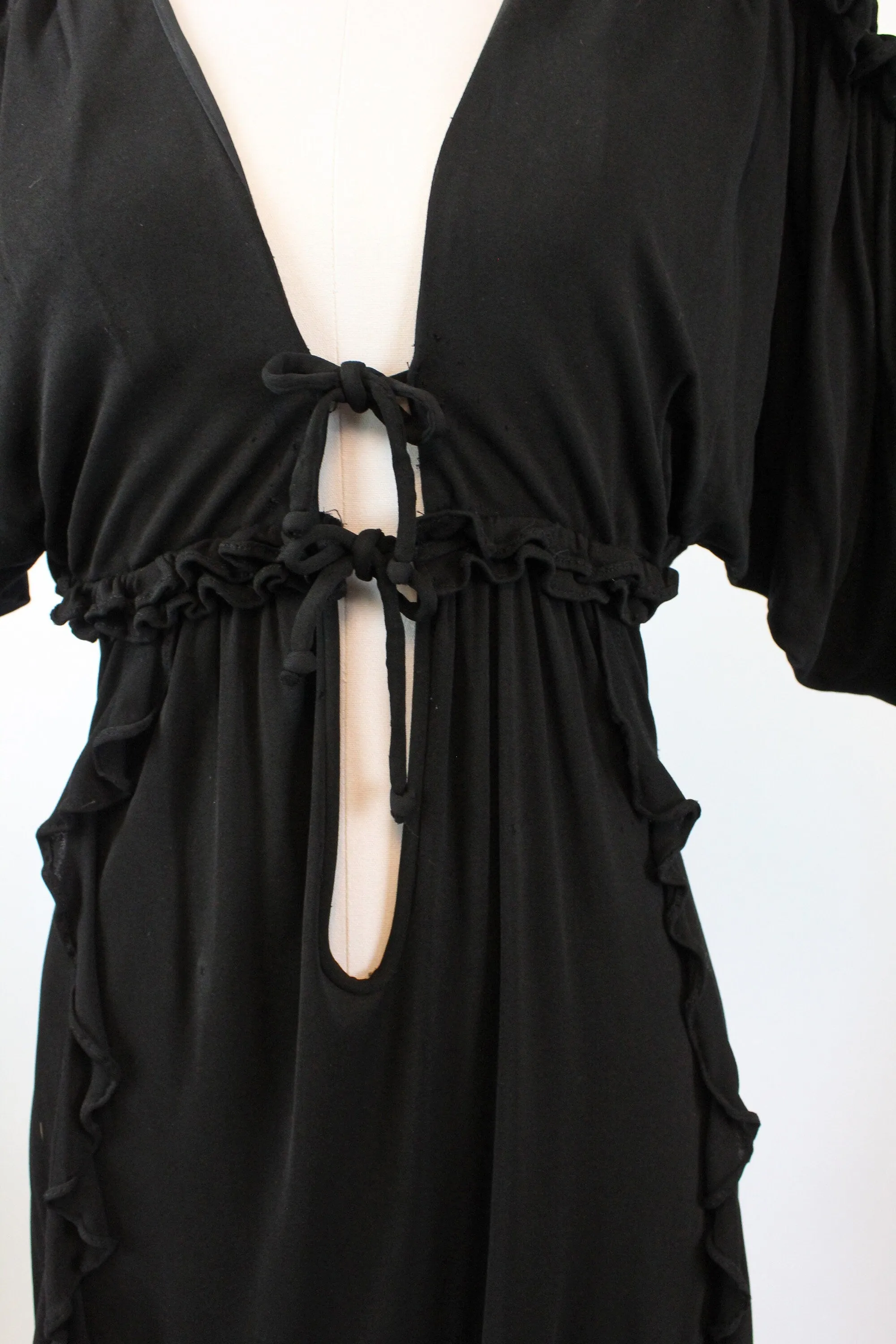 1970s Ossie Clark JERSEY PLUNGE maxi dress xs small | new fall