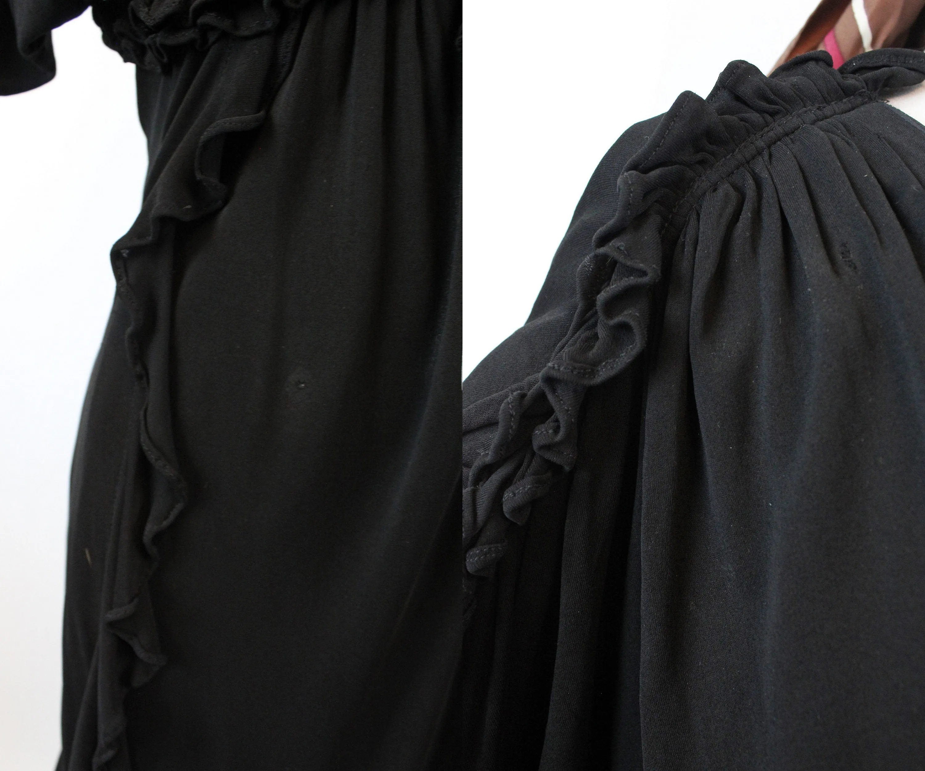 1970s Ossie Clark JERSEY PLUNGE maxi dress xs small | new fall