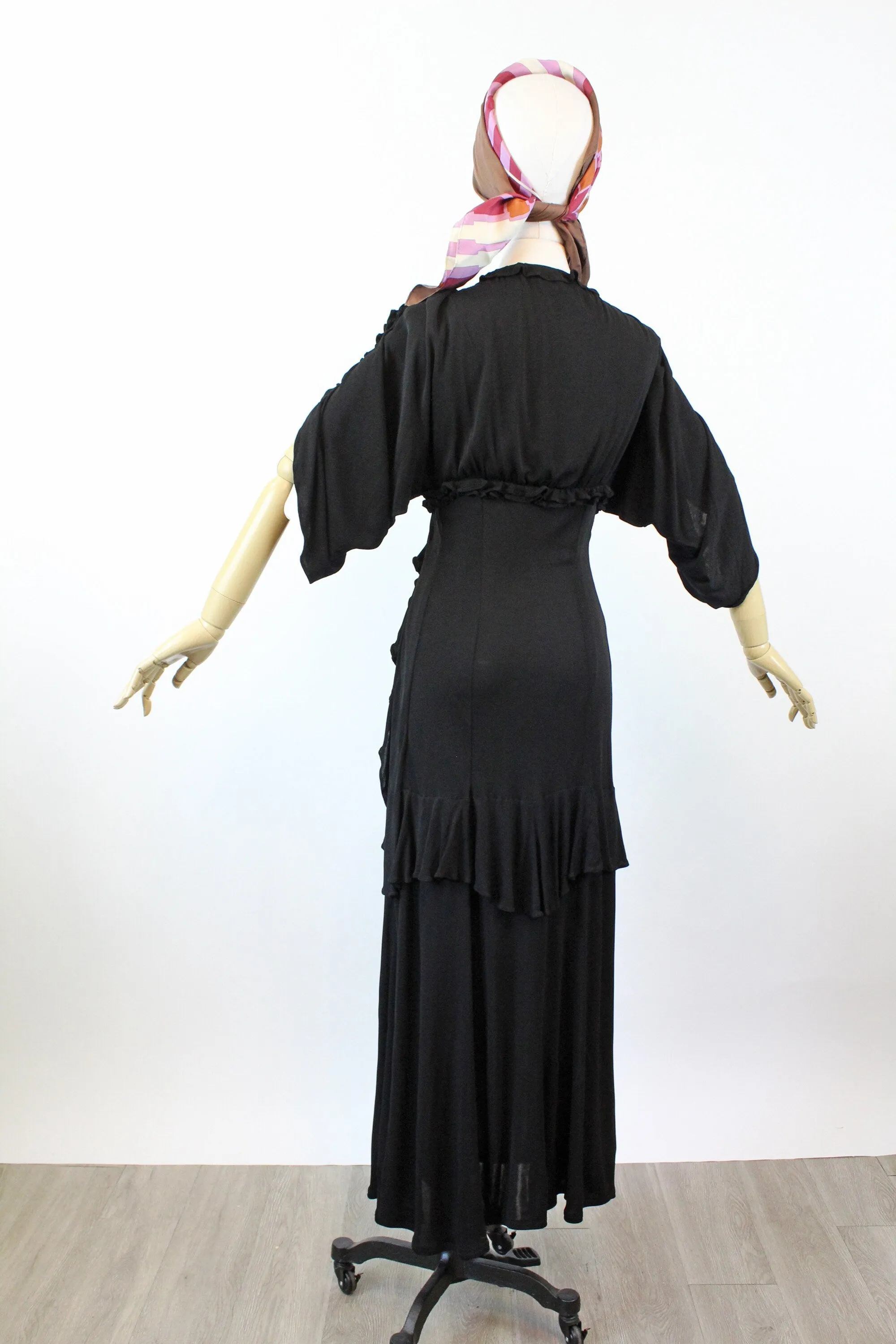 1970s Ossie Clark JERSEY PLUNGE maxi dress xs small | new fall