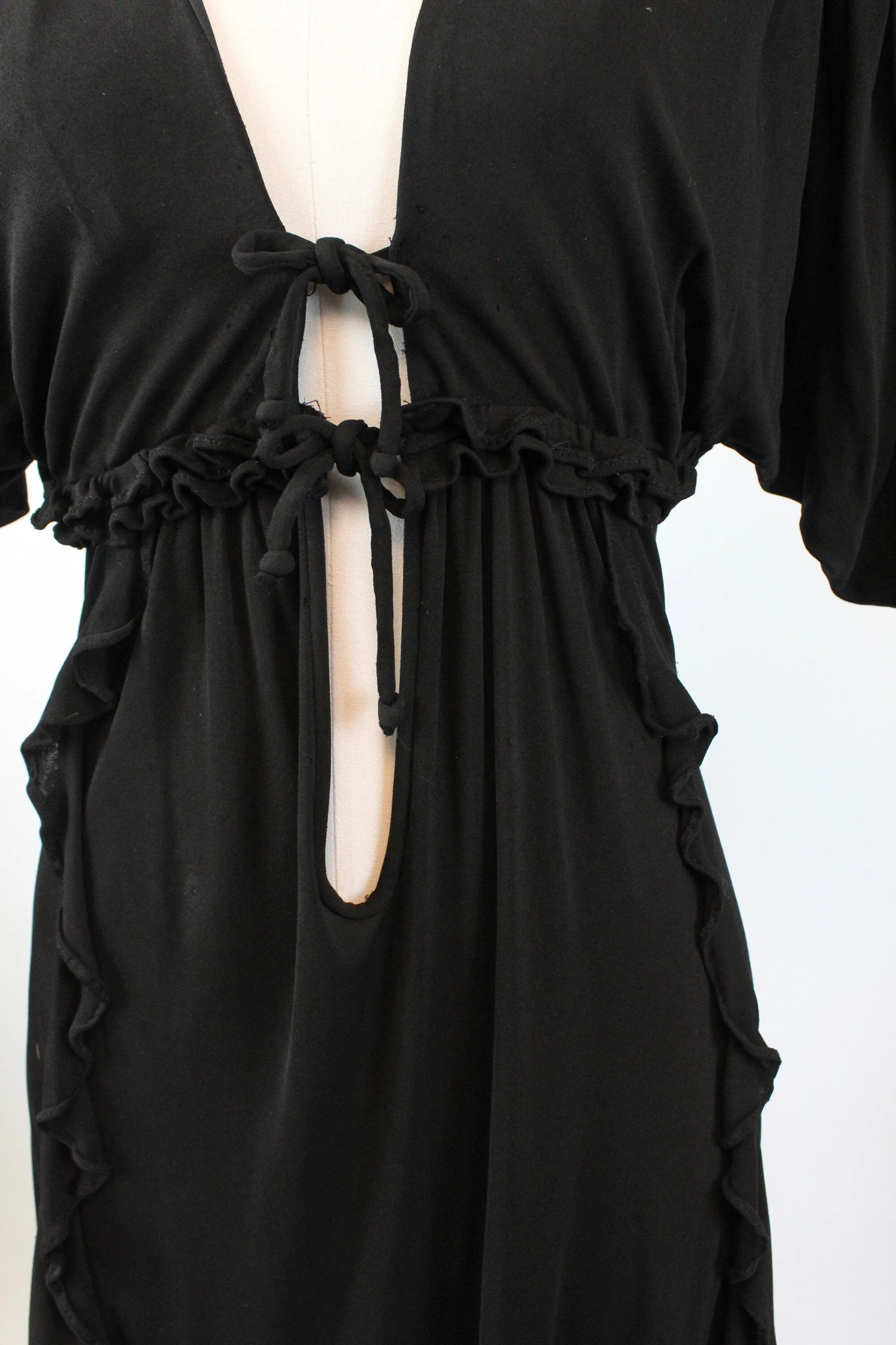 1970s Ossie Clark JERSEY PLUNGE maxi dress xs small | new fall