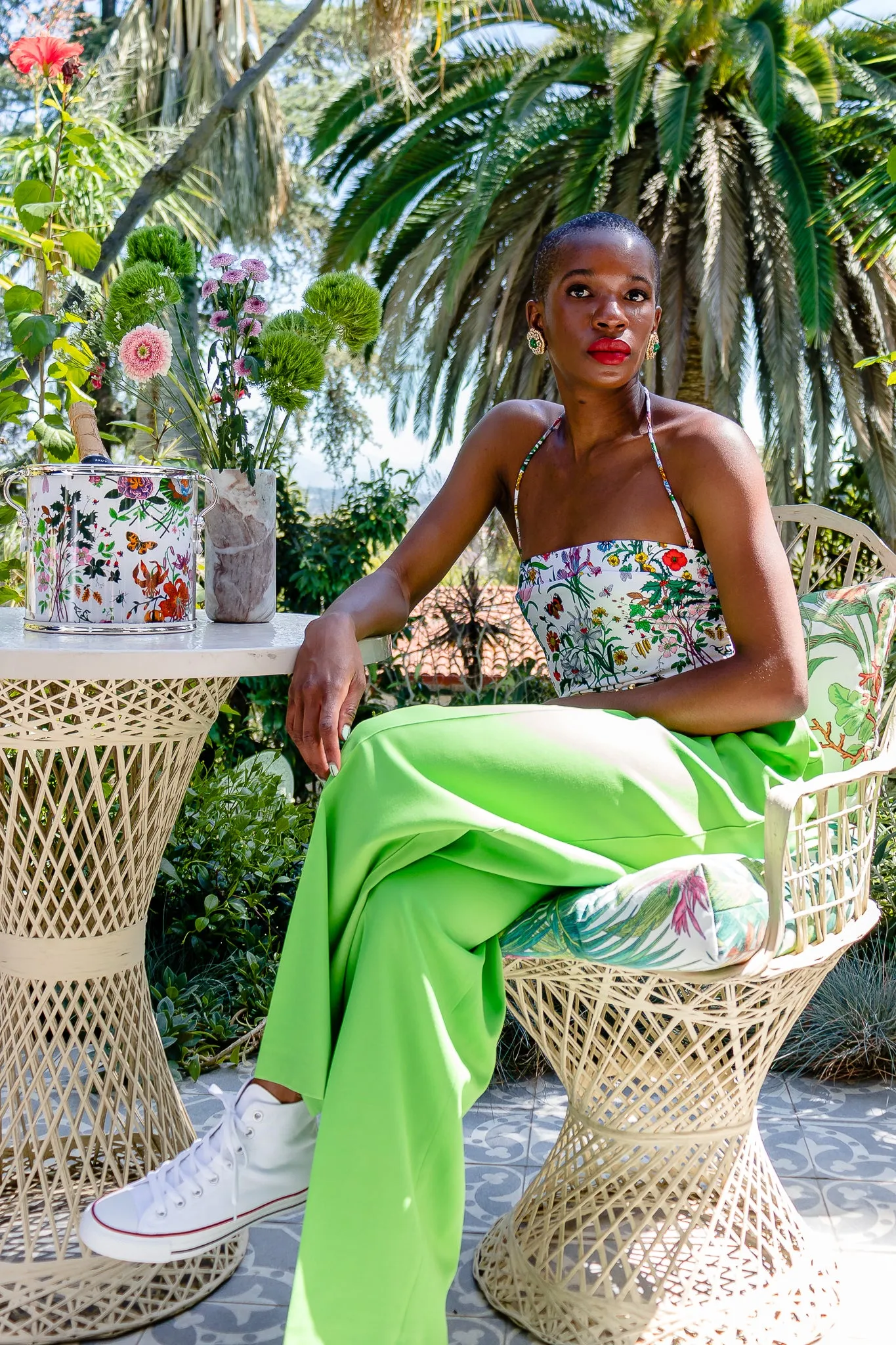 1980s Flora Print One-Piece Maillot