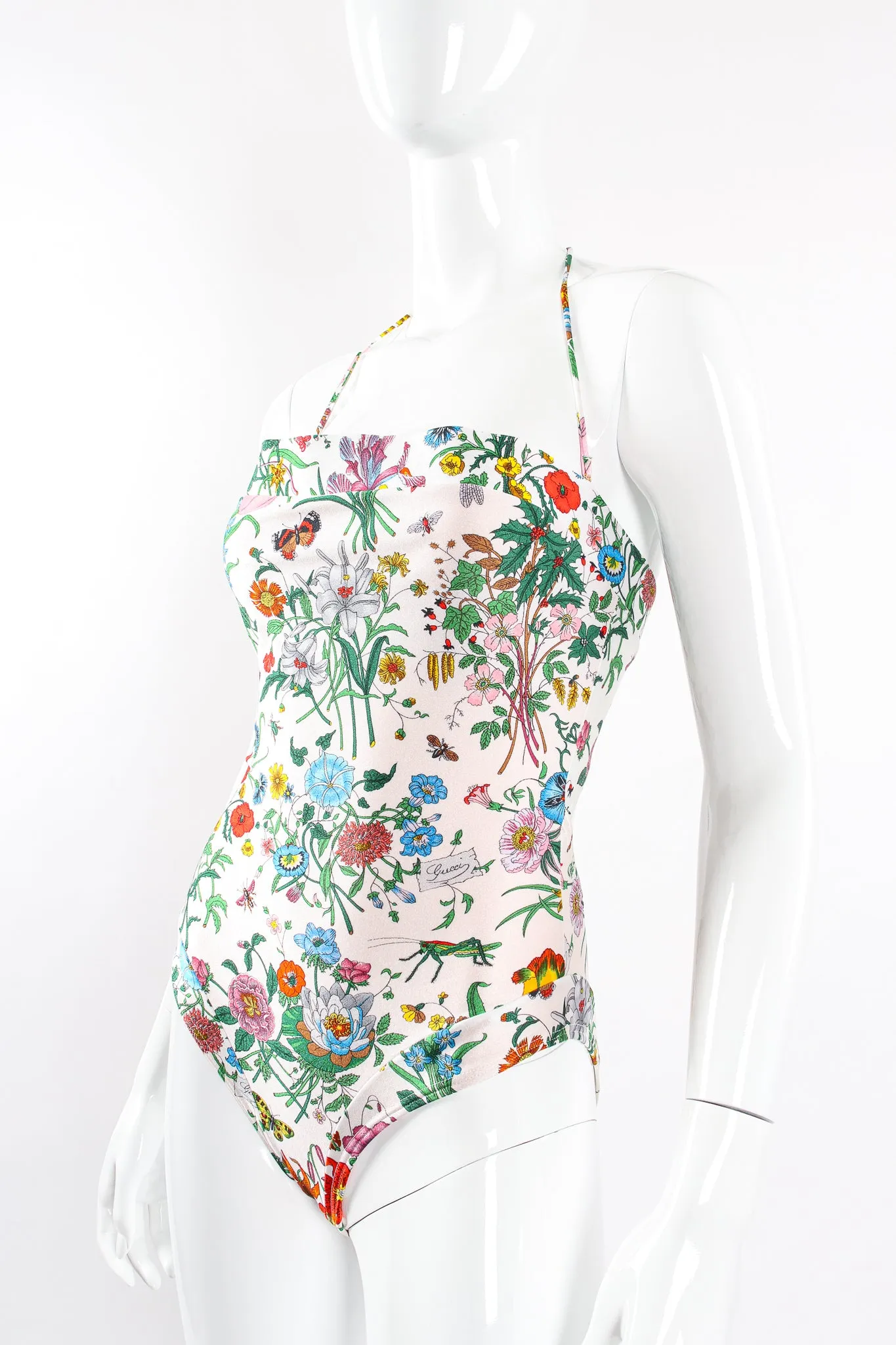 1980s Flora Print One-Piece Maillot