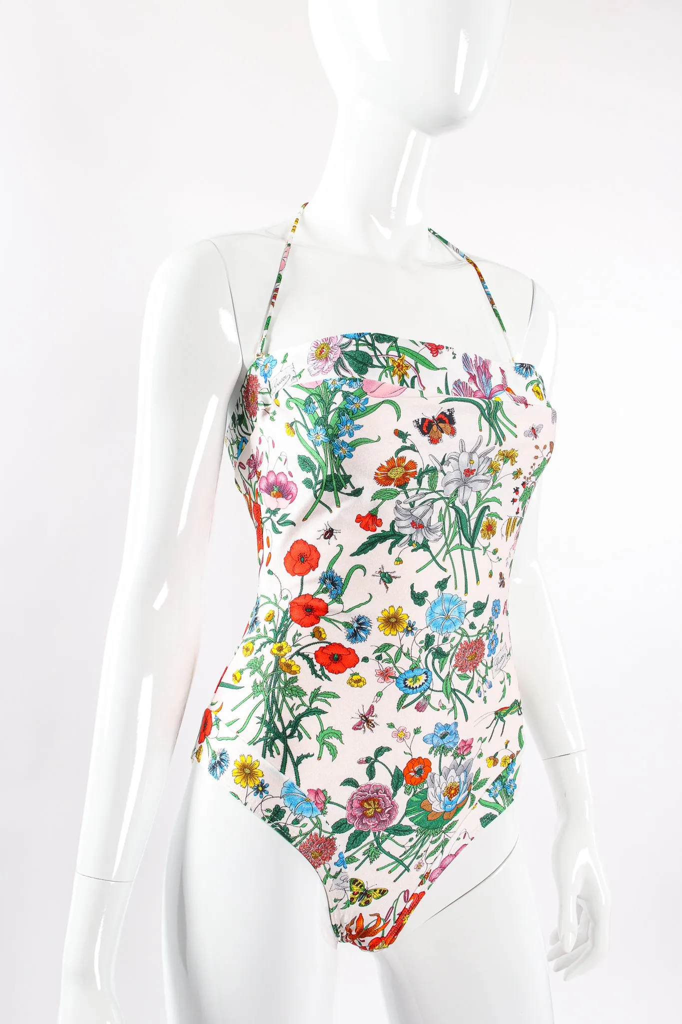 1980s Flora Print One-Piece Maillot