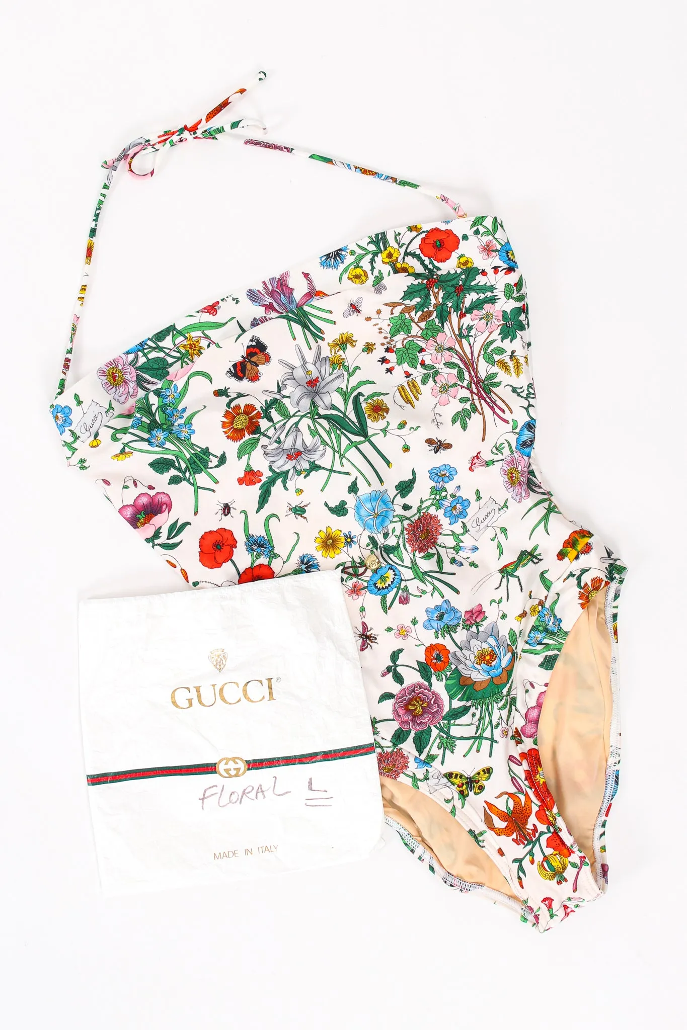 1980s Flora Print One-Piece Maillot