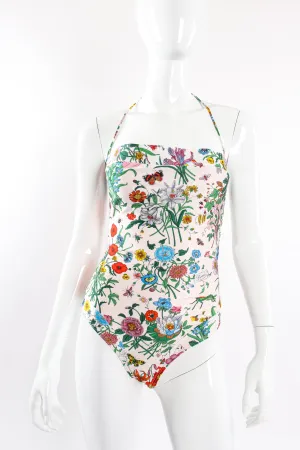 1980s Flora Print One-Piece Maillot