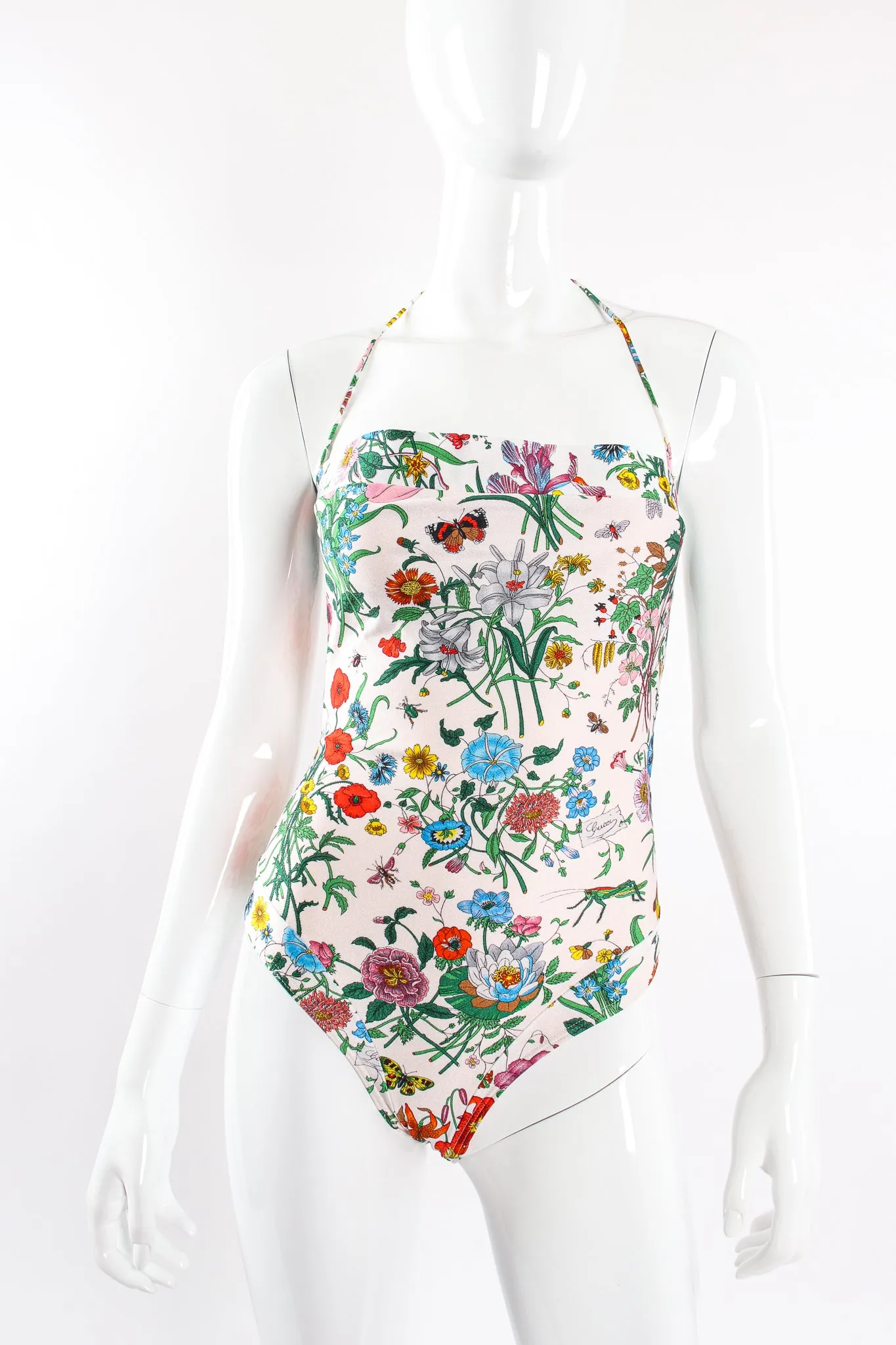 1980s Flora Print One-Piece Maillot