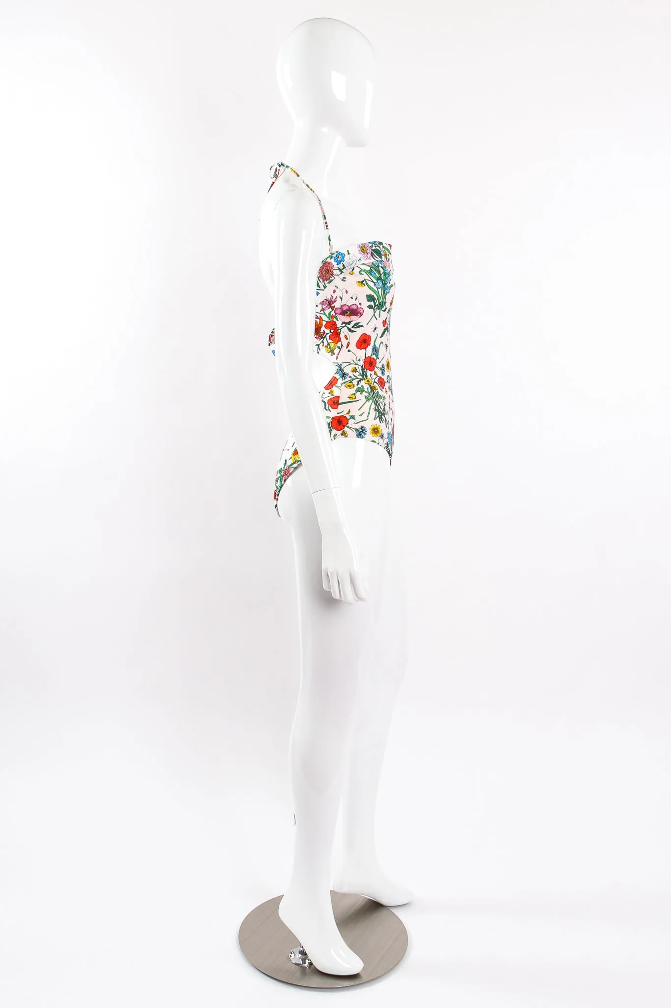 1980s Flora Print One-Piece Maillot