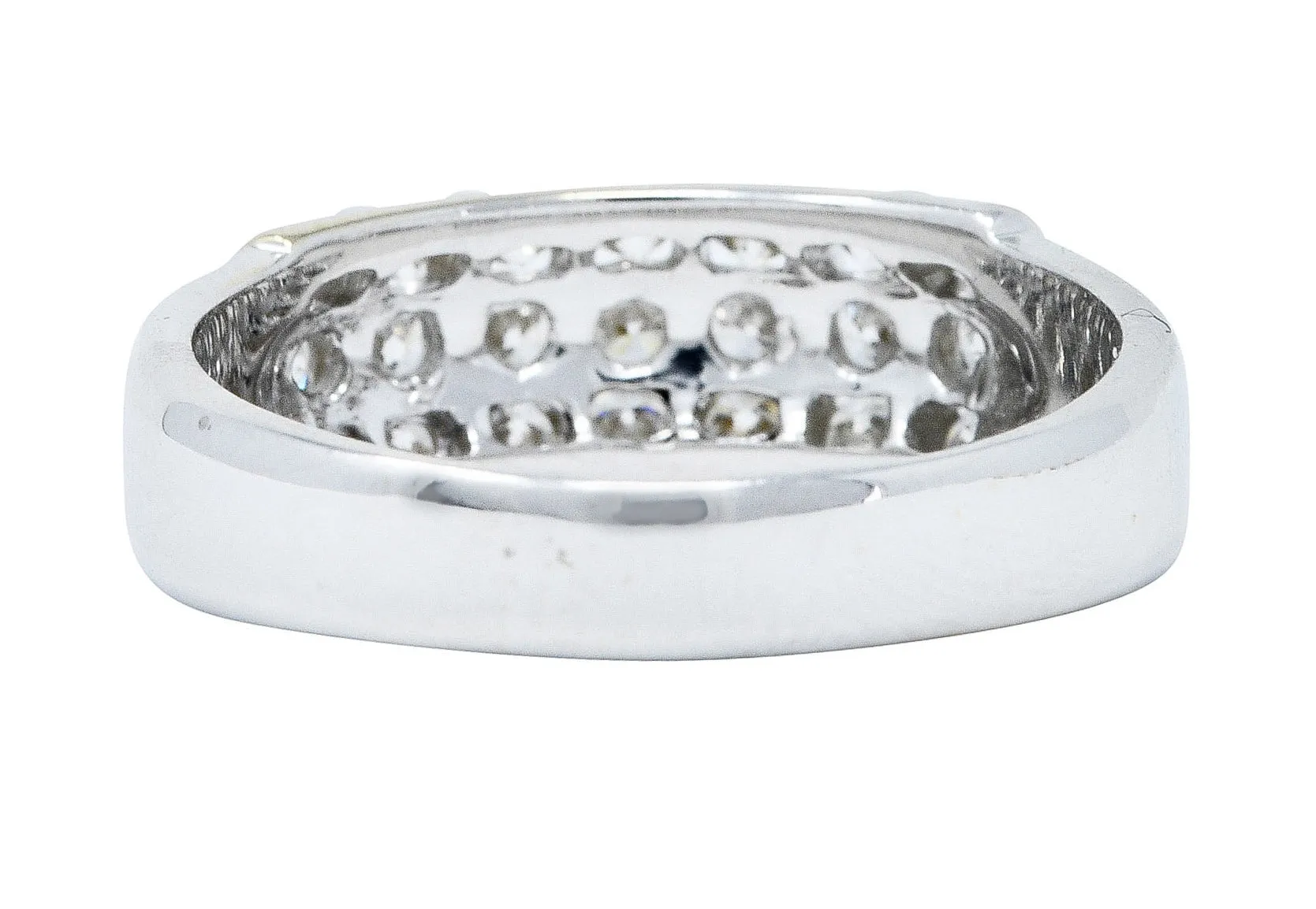 1980's Vintage 1.05 CTW Diamond 14 Karat White Gold Band Ring