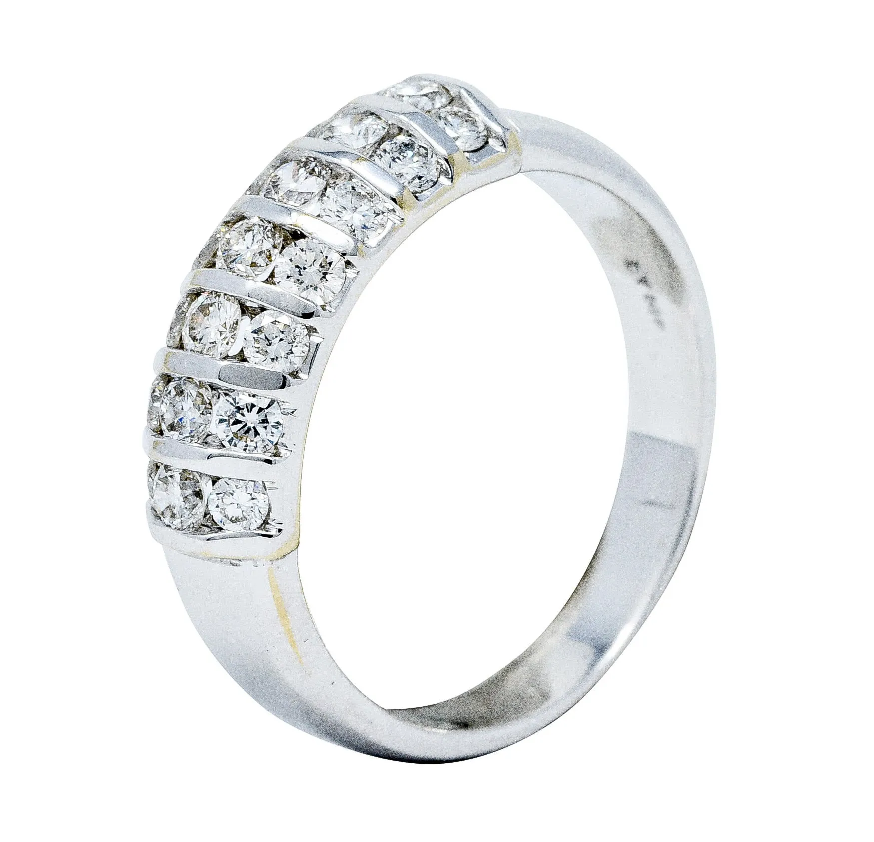1980's Vintage 1.05 CTW Diamond 14 Karat White Gold Band Ring