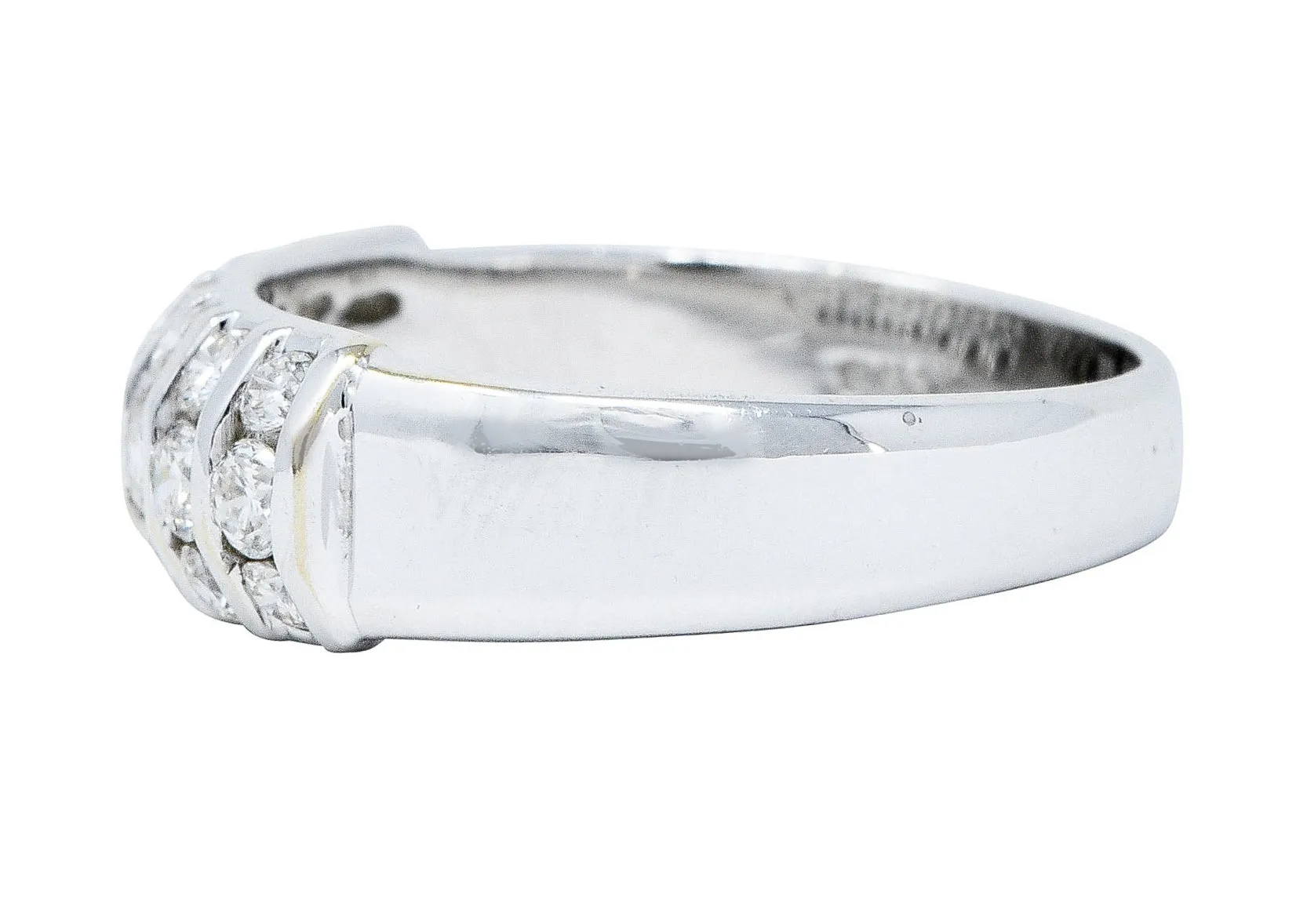 1980's Vintage 1.05 CTW Diamond 14 Karat White Gold Band Ring