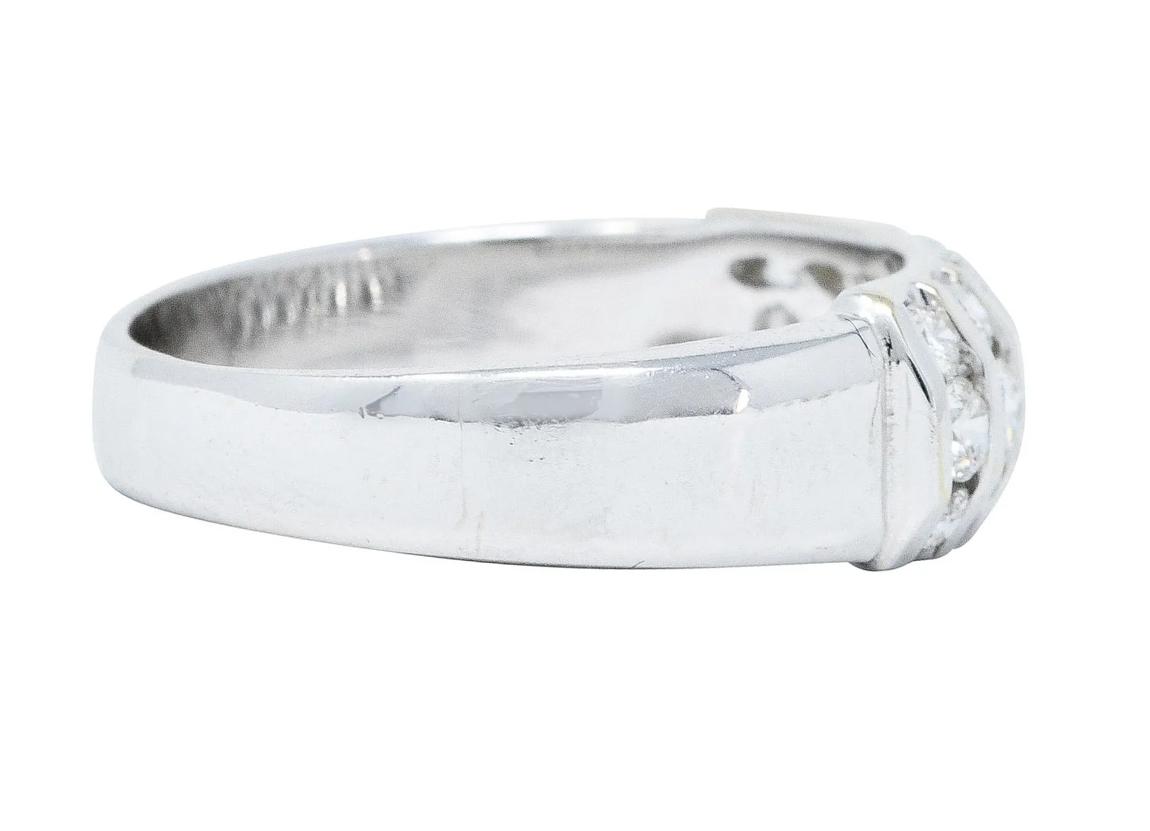 1980's Vintage 1.05 CTW Diamond 14 Karat White Gold Band Ring
