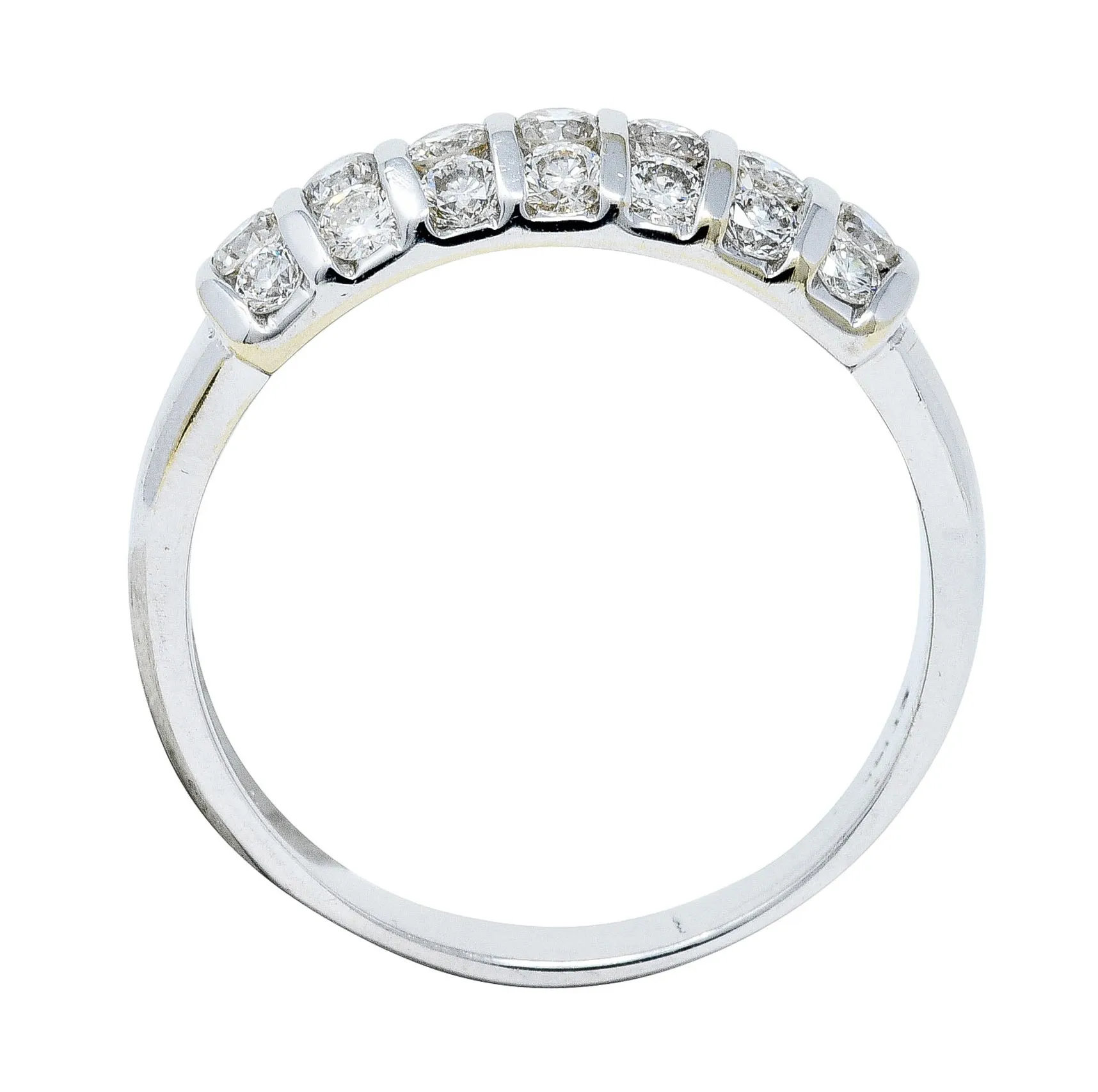1980's Vintage 1.05 CTW Diamond 14 Karat White Gold Band Ring