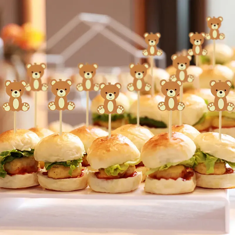 20-Piece Lot Cute Bear Food Picks Cake Dessert Hors D'oeuvres Appetizer Toothpicks Fruit Forks Birthday Party Baby Shower Christmas Decoration Supplies
